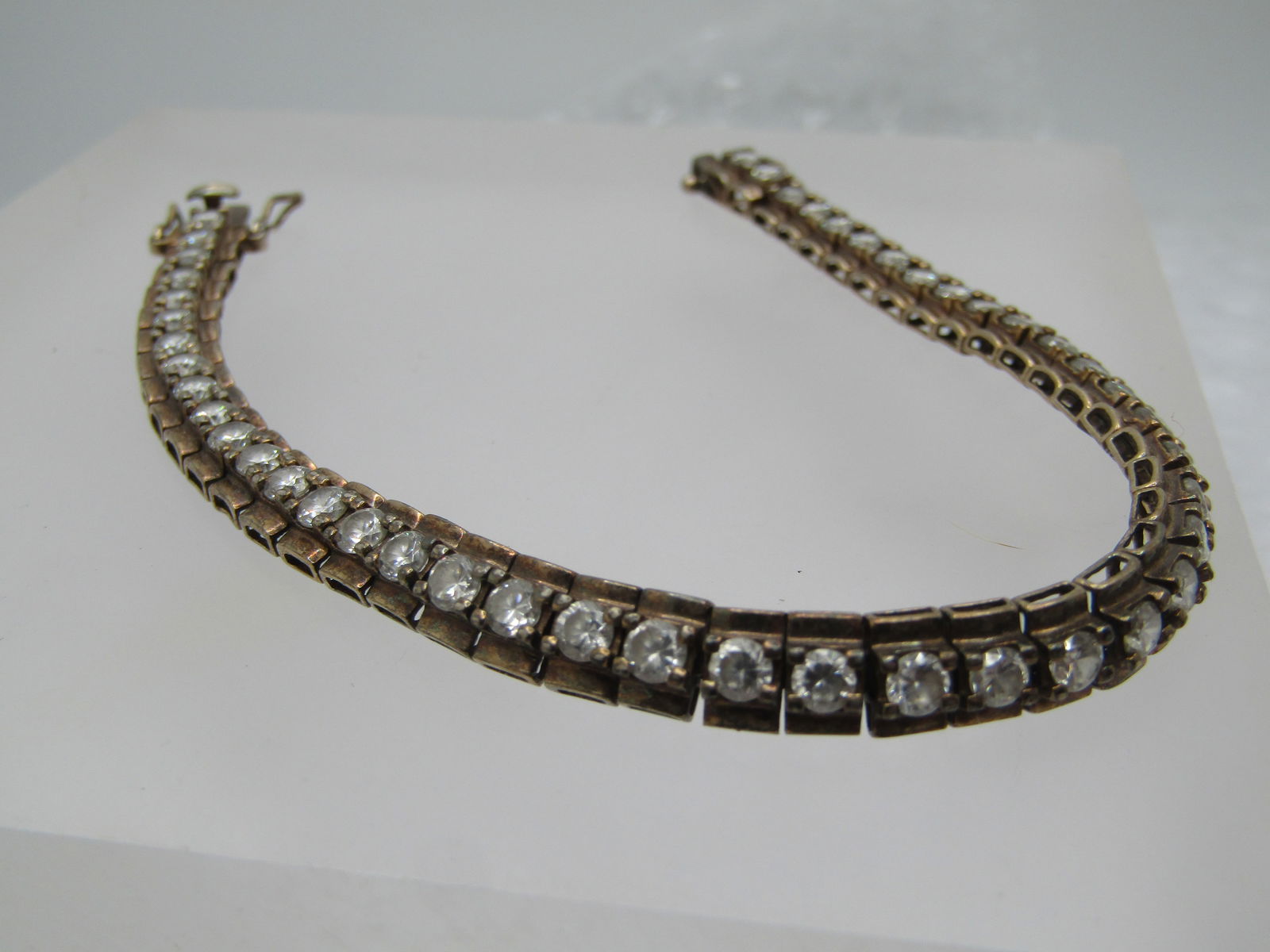 Vintage Sterling CZ Tennis Bracelet, 6mm, 7.25", Signed - 2
