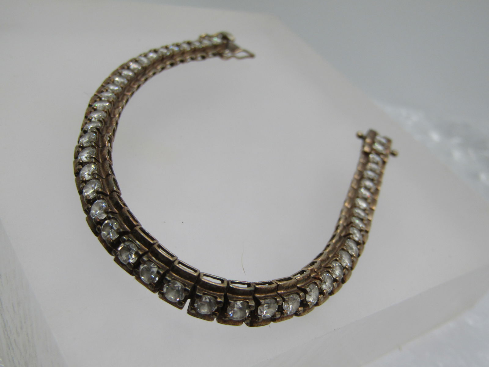 Vintage Sterling CZ Tennis Bracelet, 6mm, 7.25", Signed - 3