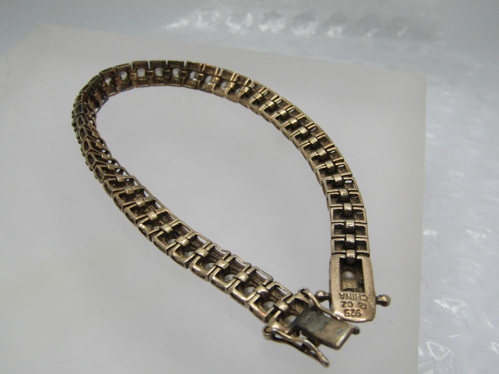 Vintage Sterling CZ Tennis Bracelet, 6mm, 7.25", Signed - 5