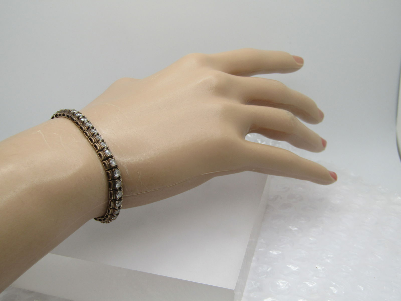 Vintage Sterling CZ Tennis Bracelet, 6mm, 7.25", Signed - 6