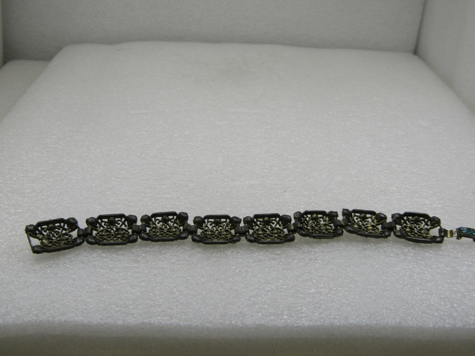 Vintage Rhinestone 1930's Gold Tone Bracelet, 7.5" - 9