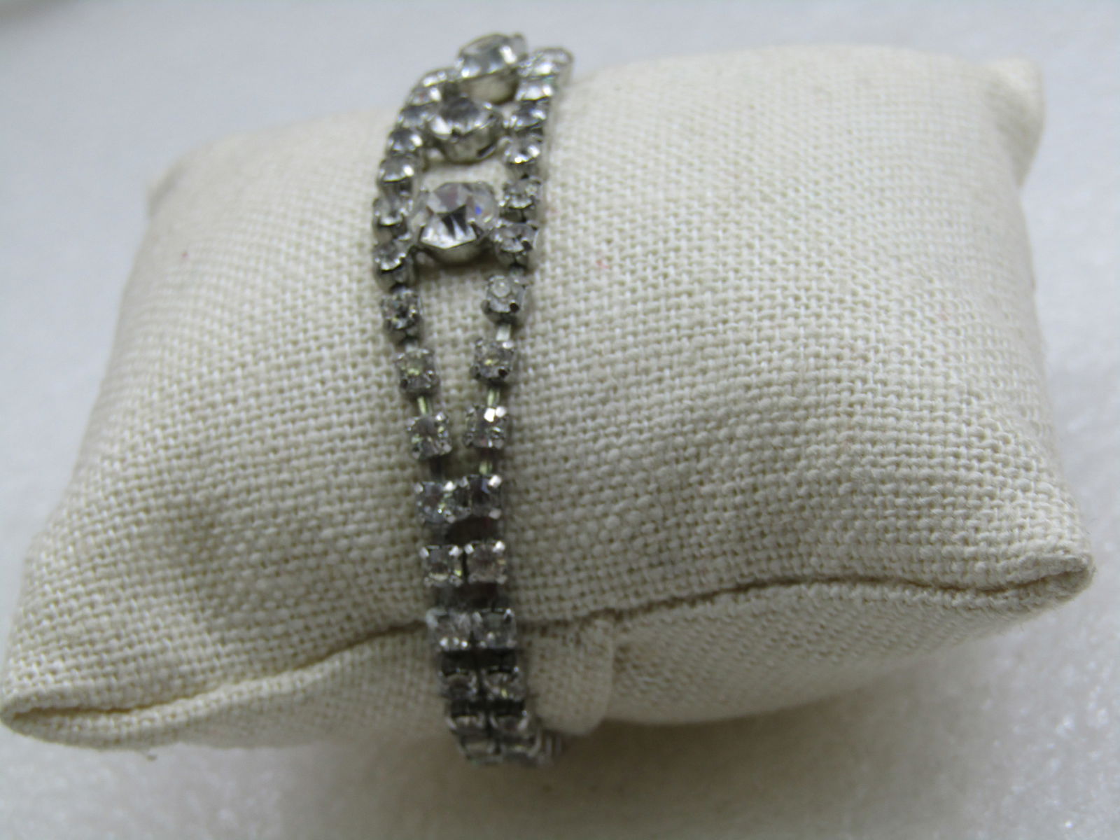 Vintage Clear Rhinestone Bracelet, 6.75" Art Deco Themed, 1960's - 6