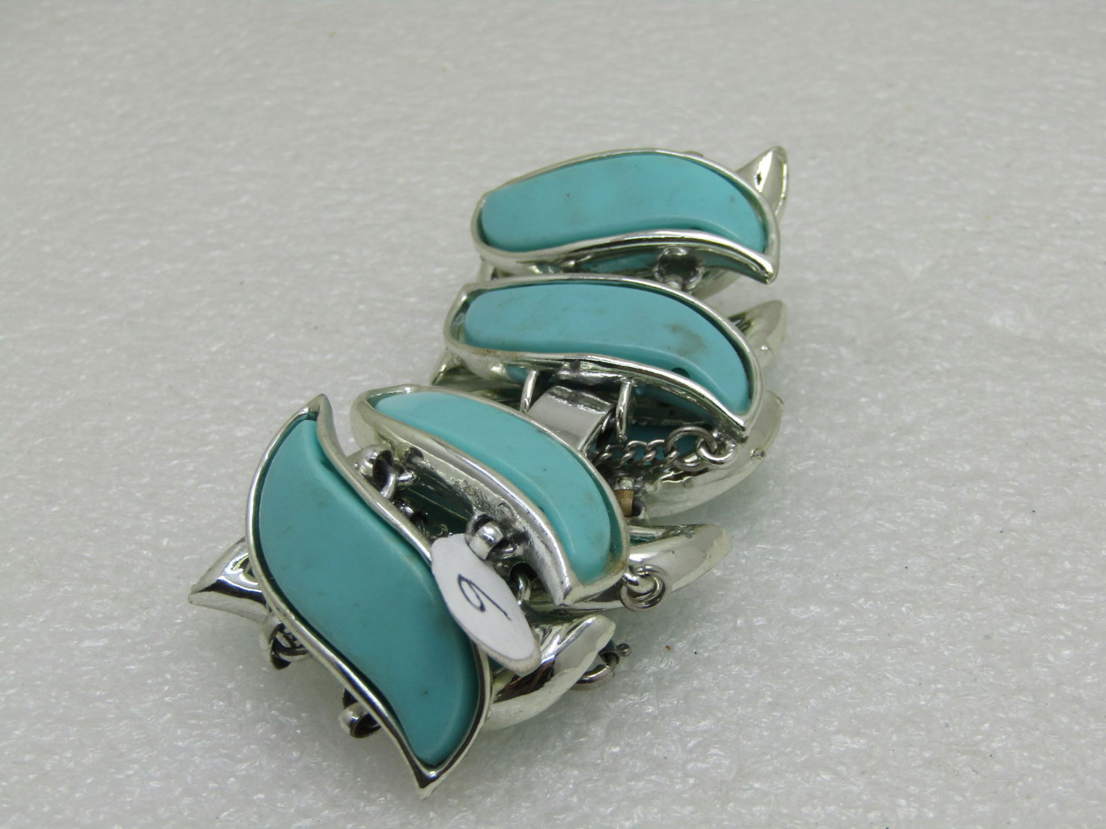 Vintage Teal Lucite Acrylic 1960's Bracelet 7.25" - 4