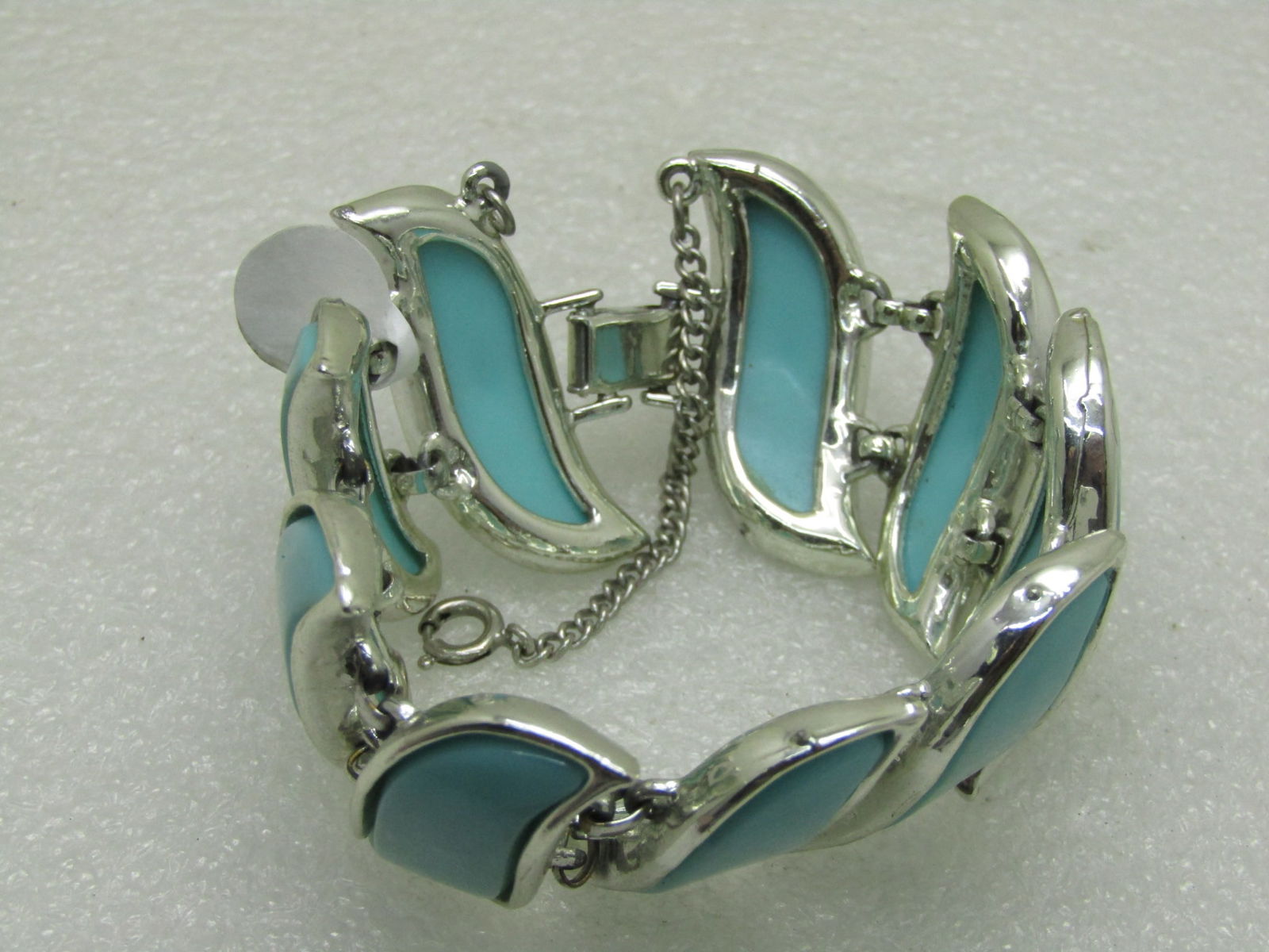 Vintage Teal Lucite Acrylic 1960's Bracelet 7.25" - 5