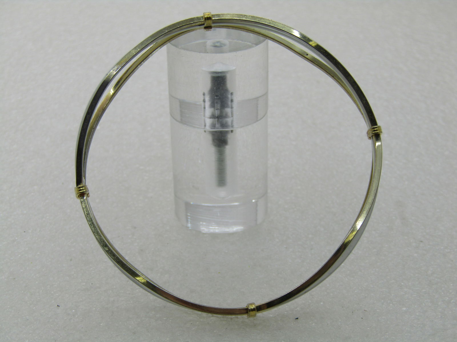 Vintage White Enameled & Gold Tone Bangle Bracelet, 7.5"m 1960's - 4