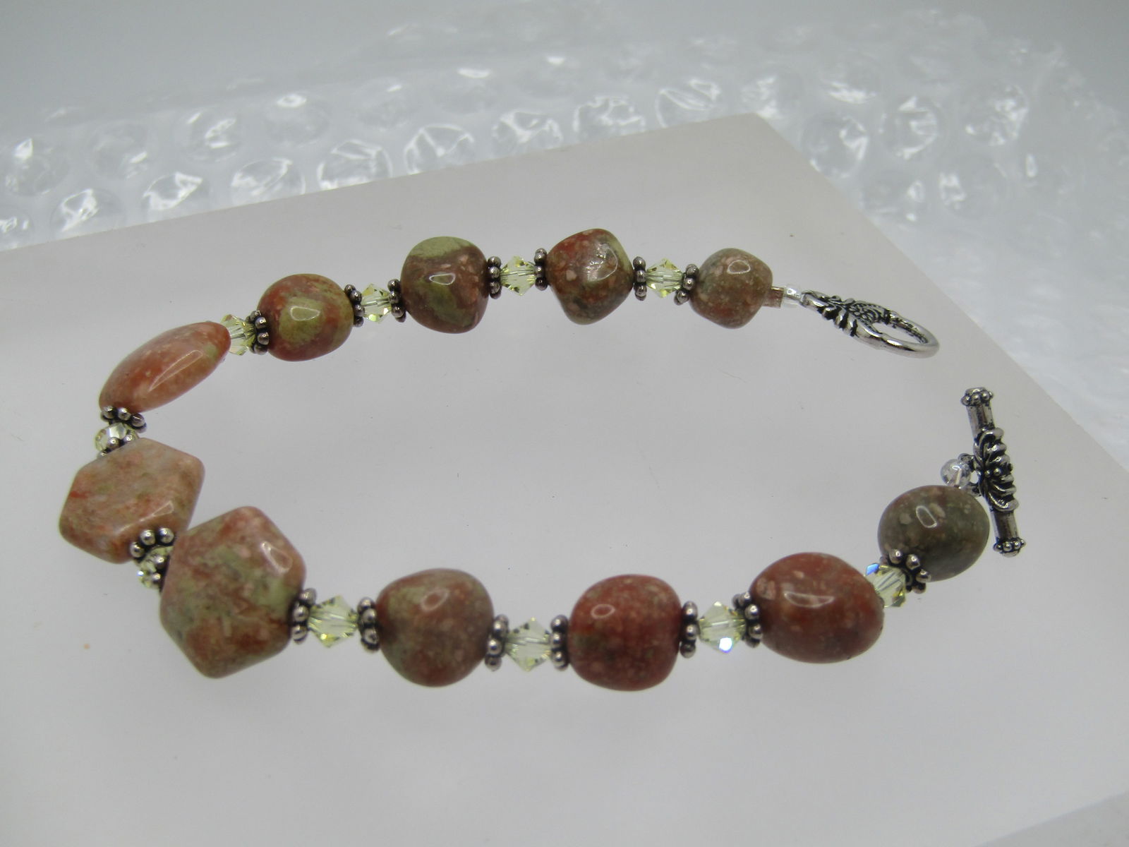 Polished Agate Bracelet, Toggle Clasp, 7.5" Southwestern Themed - 2