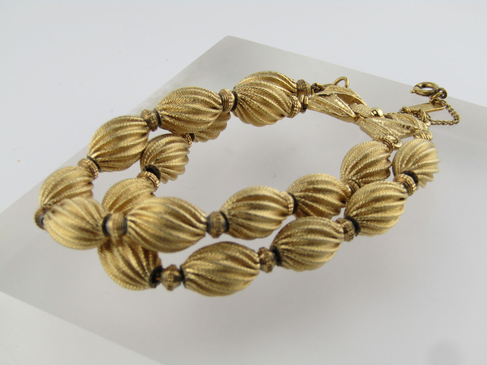 Vintage Spiral Beaded Bracelet, Monet, Double Strand, 7.5", 1960's-1970's - 2