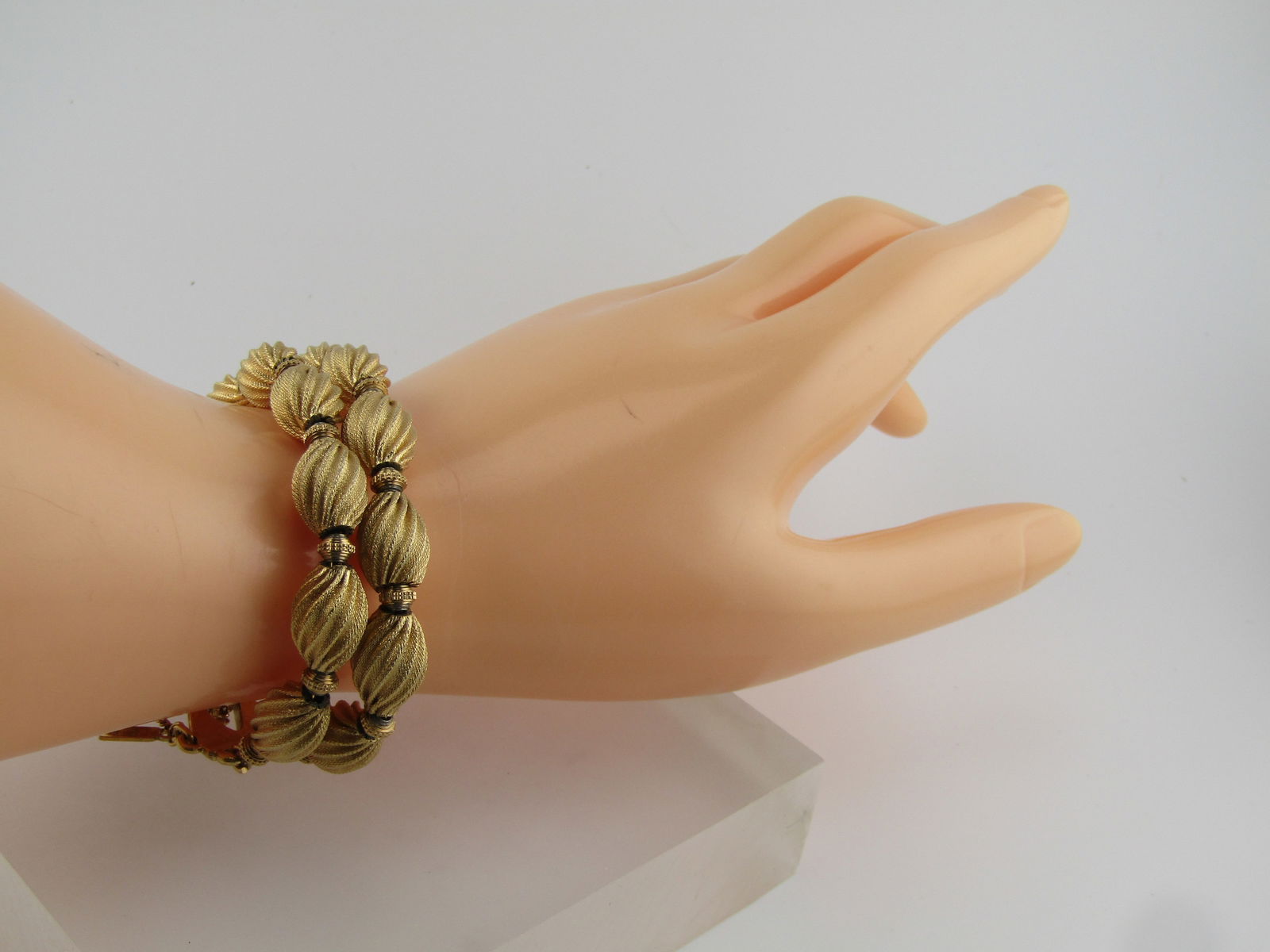 Vintage Spiral Beaded Bracelet, Monet, Double Strand, 7.5", 1960's-1970's - 6