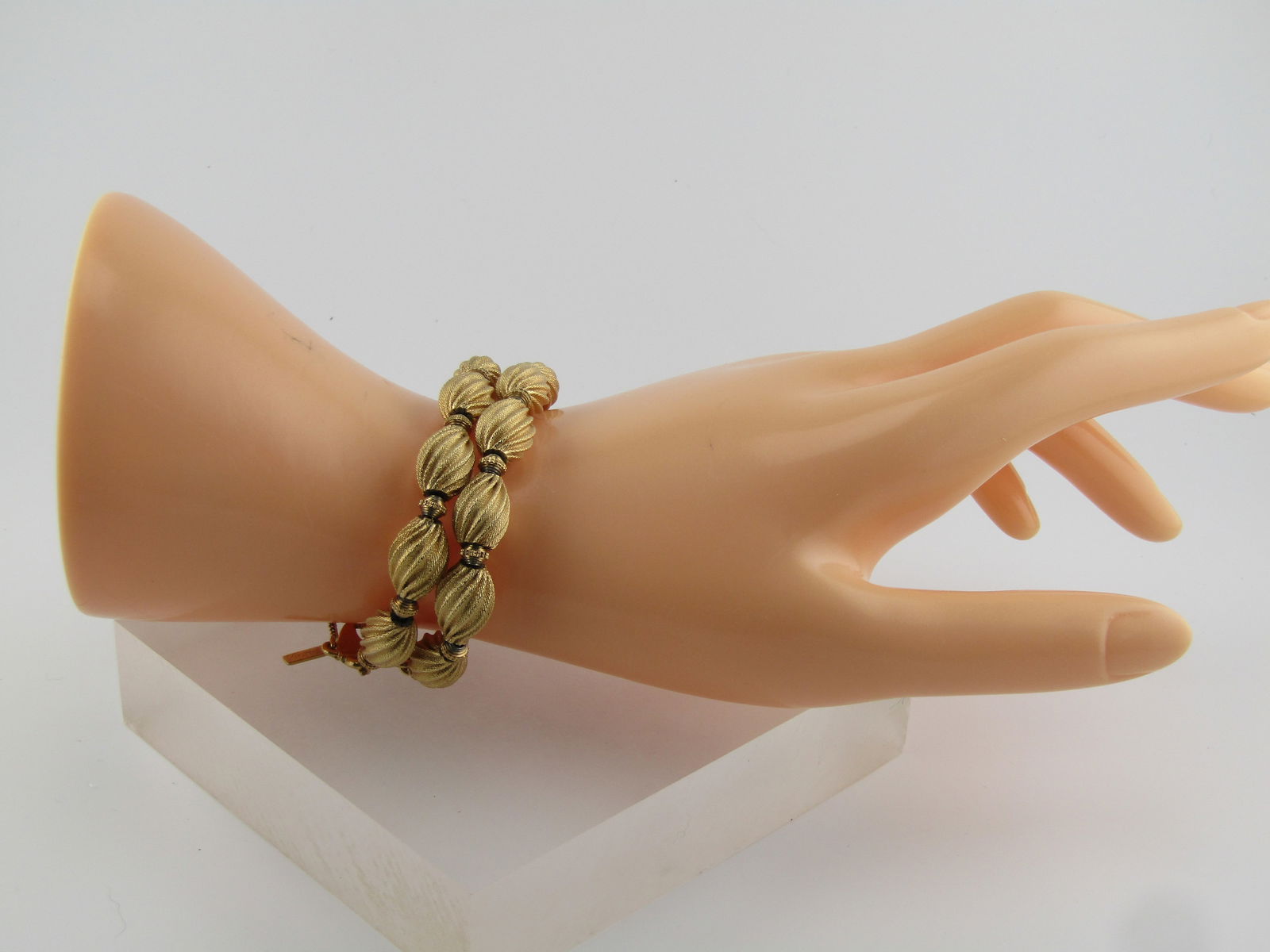 Vintage Spiral Beaded Bracelet, Monet, Double Strand, 7.5", 1960's-1970's - 7