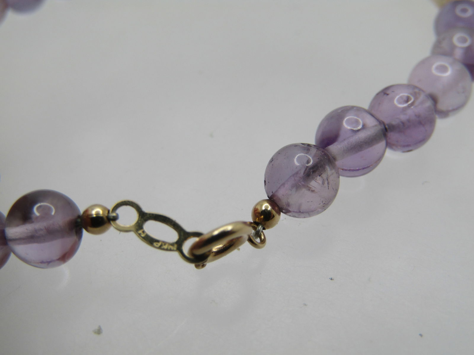 Vintage 14kt Amethyst & Freshwater Pearl Bracelet, 7", Signed H, 1980's-1990's - 4