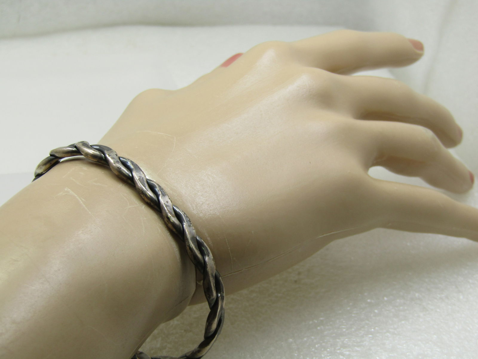 Vintage Sterling Intertwined Cuff Bracelet 6.5", 5.5mm - 7