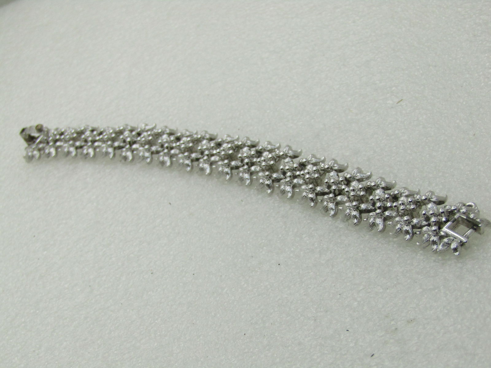 Vintage Monet Floral Bracelet, 7.5", 5/8" Wide, 1960's - 5