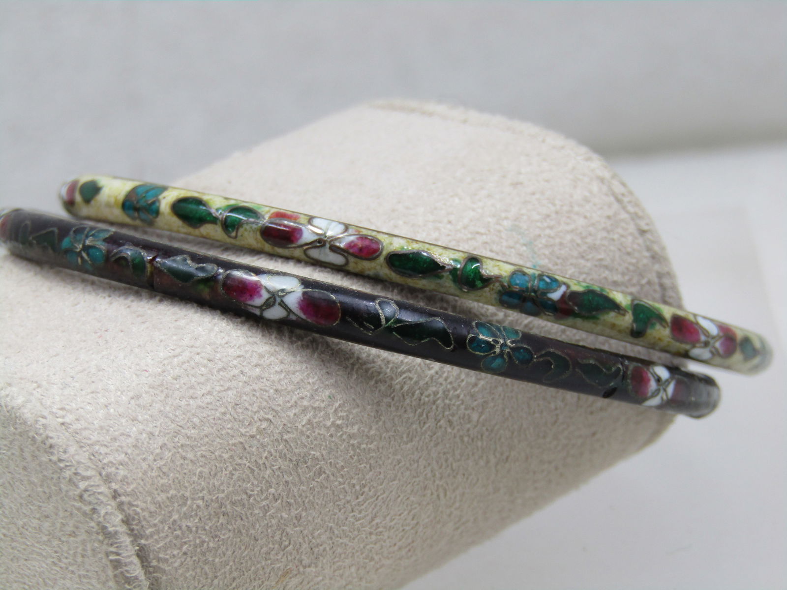 Two Vintage Cloisonne Bangle Bracelets, 8" - 2