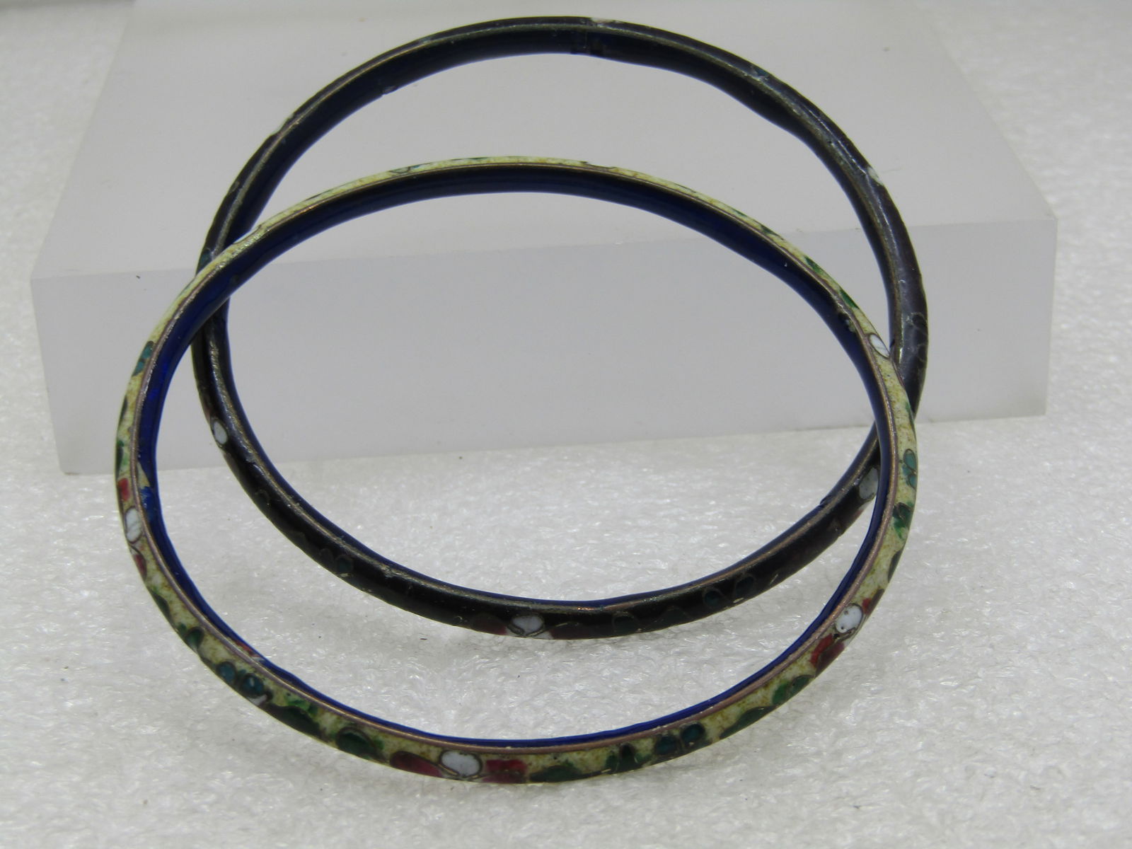 Two Vintage Cloisonne Bangle Bracelets, 8" - 4