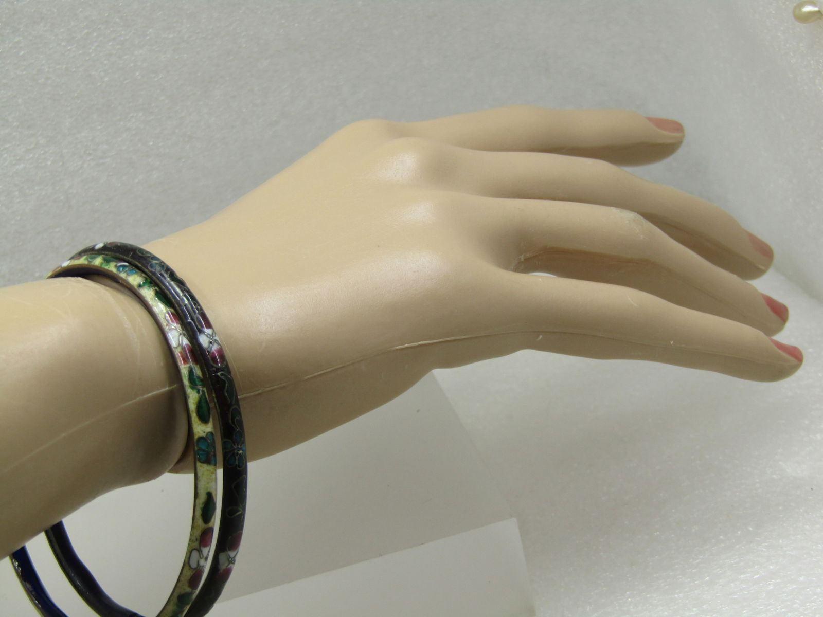 Two Vintage Cloisonne Bangle Bracelets, 8" - 5
