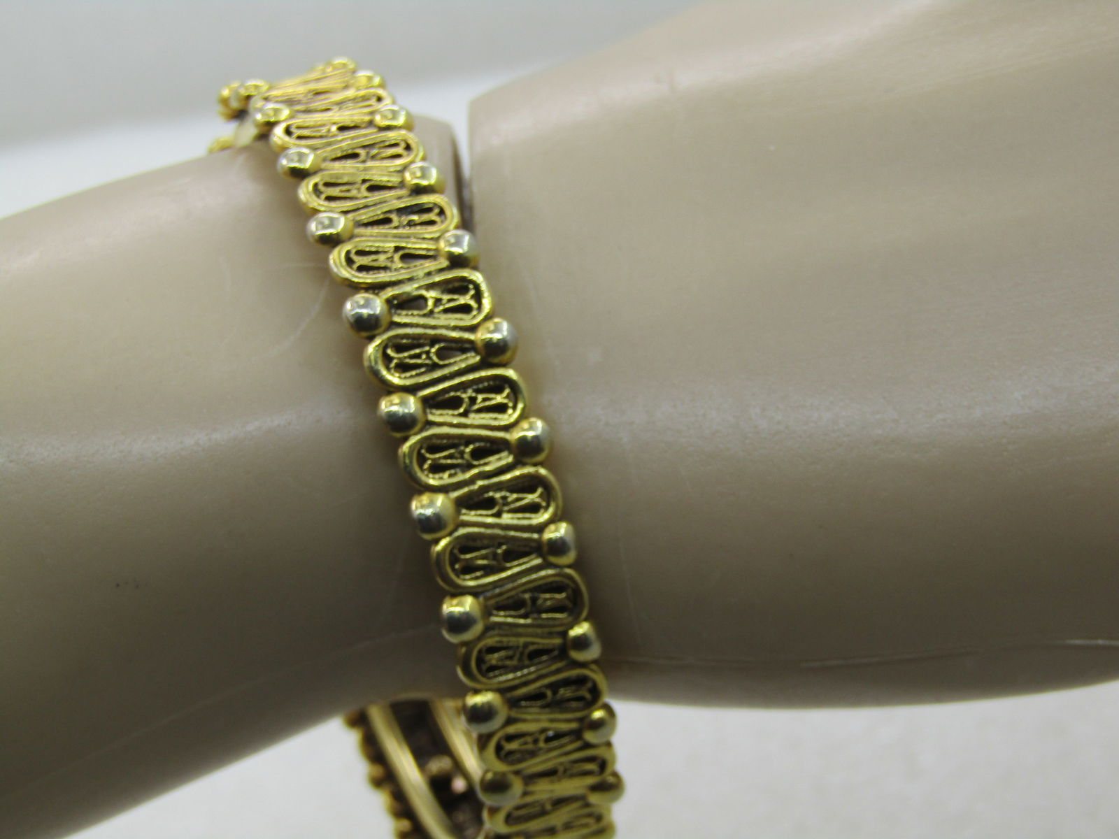 Vintage Gold Tone Hinged Bangle Bracelet, 7", 1960's - 10