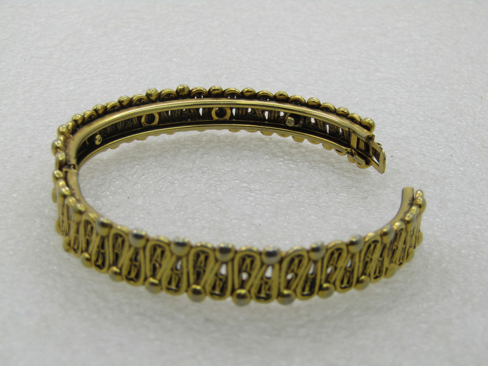 Vintage Gold Tone Hinged Bangle Bracelet, 7", 1960's - 4