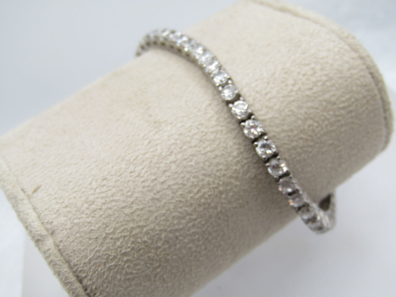 Sterling CZ Tennis Bracelet, 7.25" . Signed HAN - 2