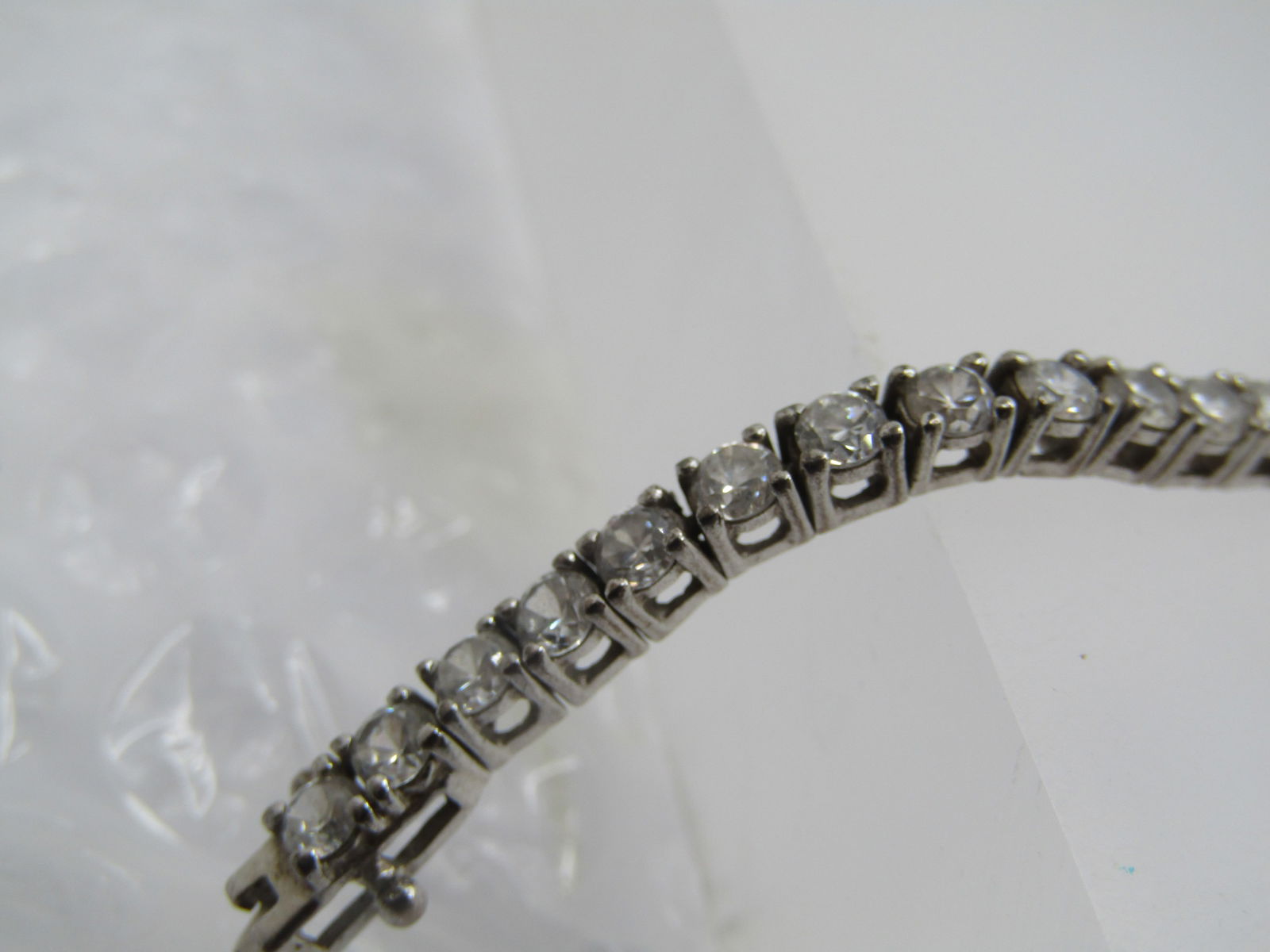 Sterling CZ Tennis Bracelet, 7.25" . Signed HAN - 6