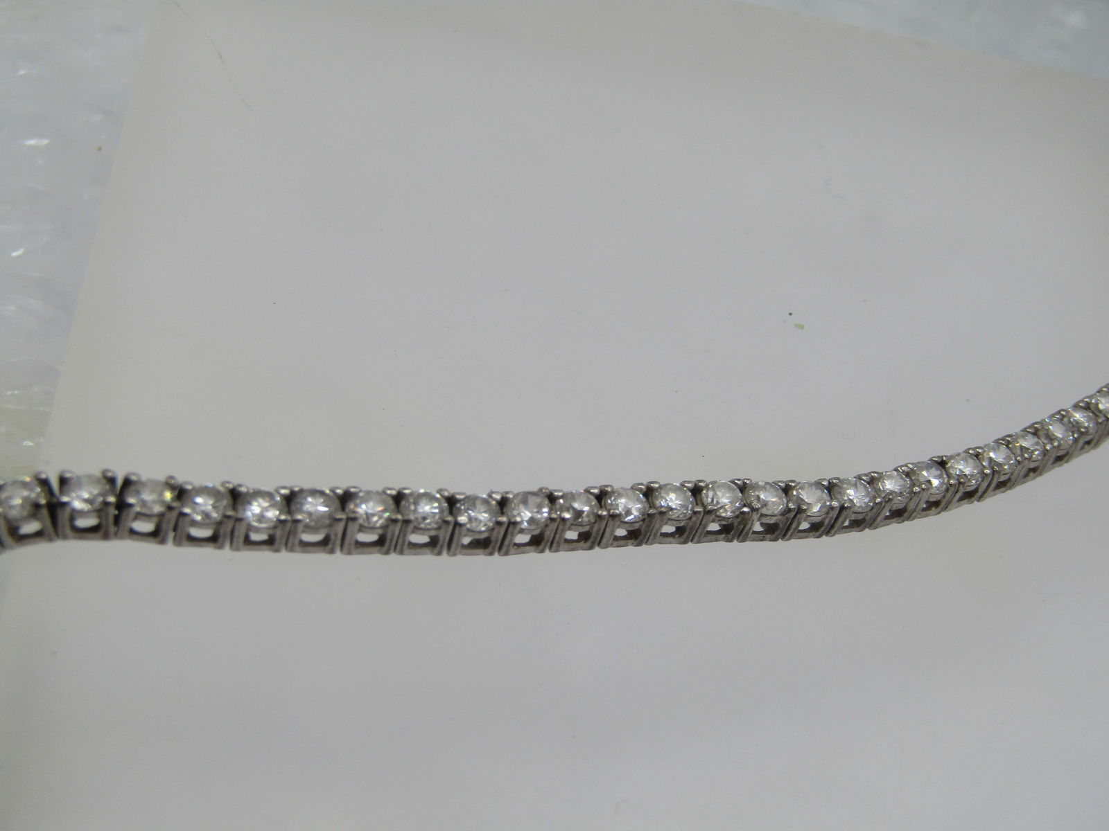 Sterling CZ Tennis Bracelet, 7.25" . Signed HAN - 7