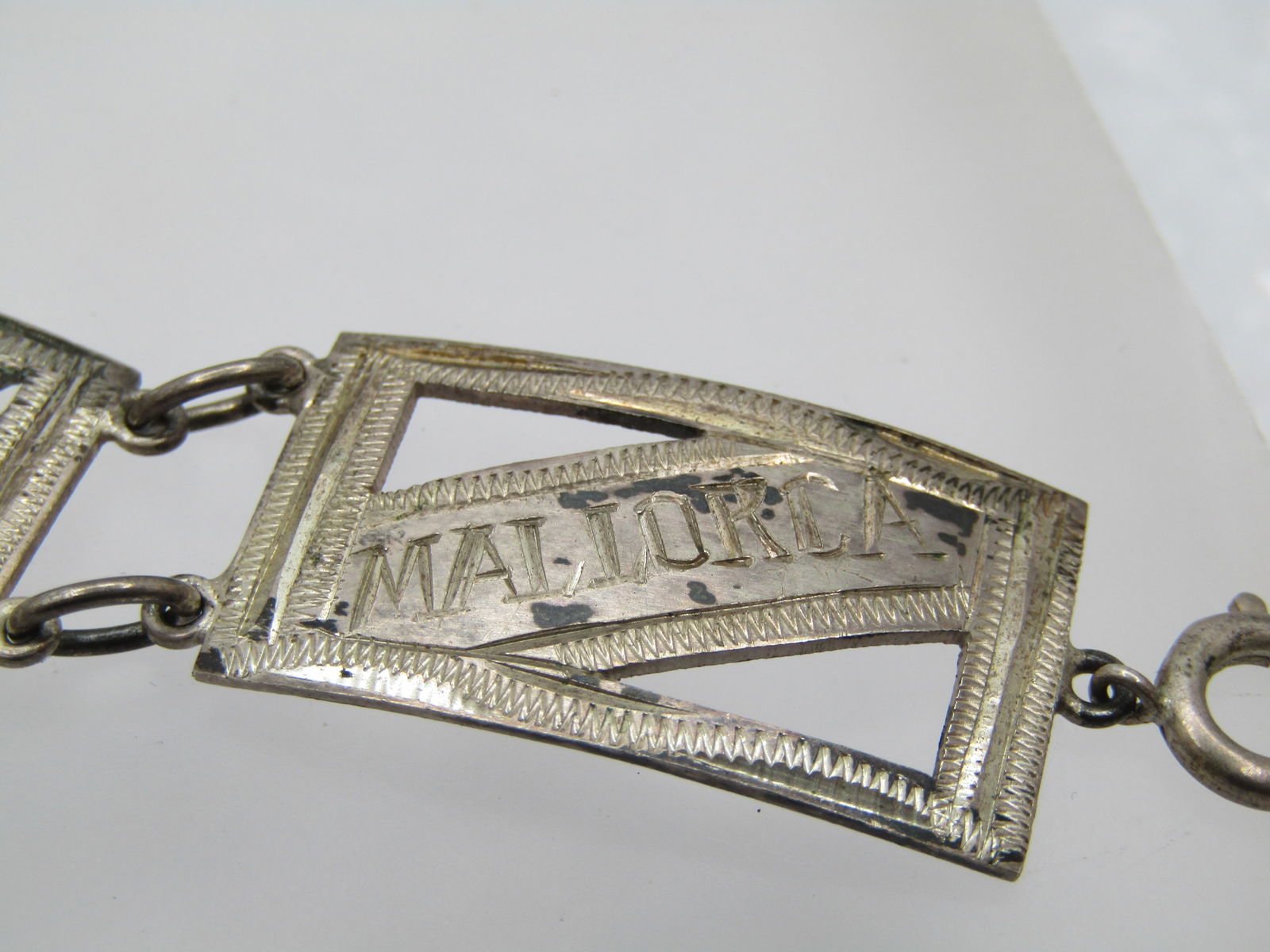 Vintage .800-.925 Silver Mallorca Spain Bracelet, 7.75", 1940's - 4
