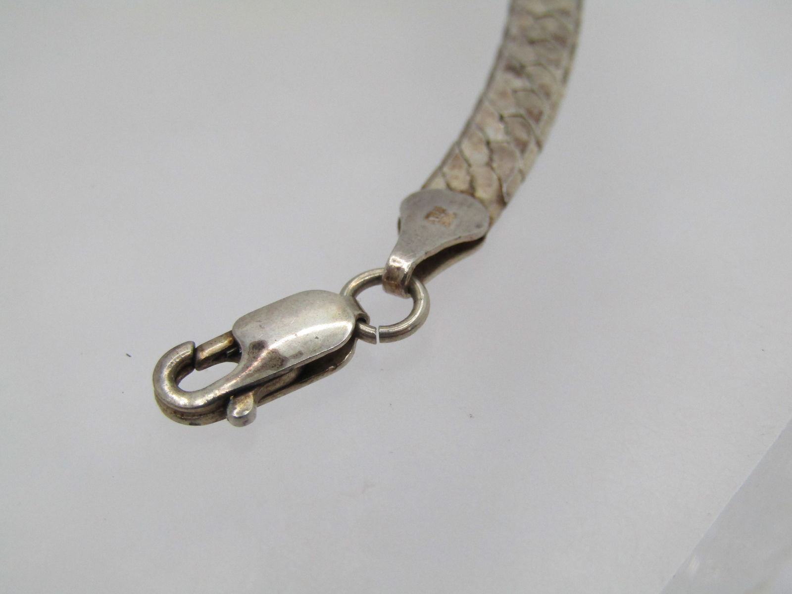 Vintage Sterling 5mm Herringbone Bracelet, 8", Signed, Unisex - 2