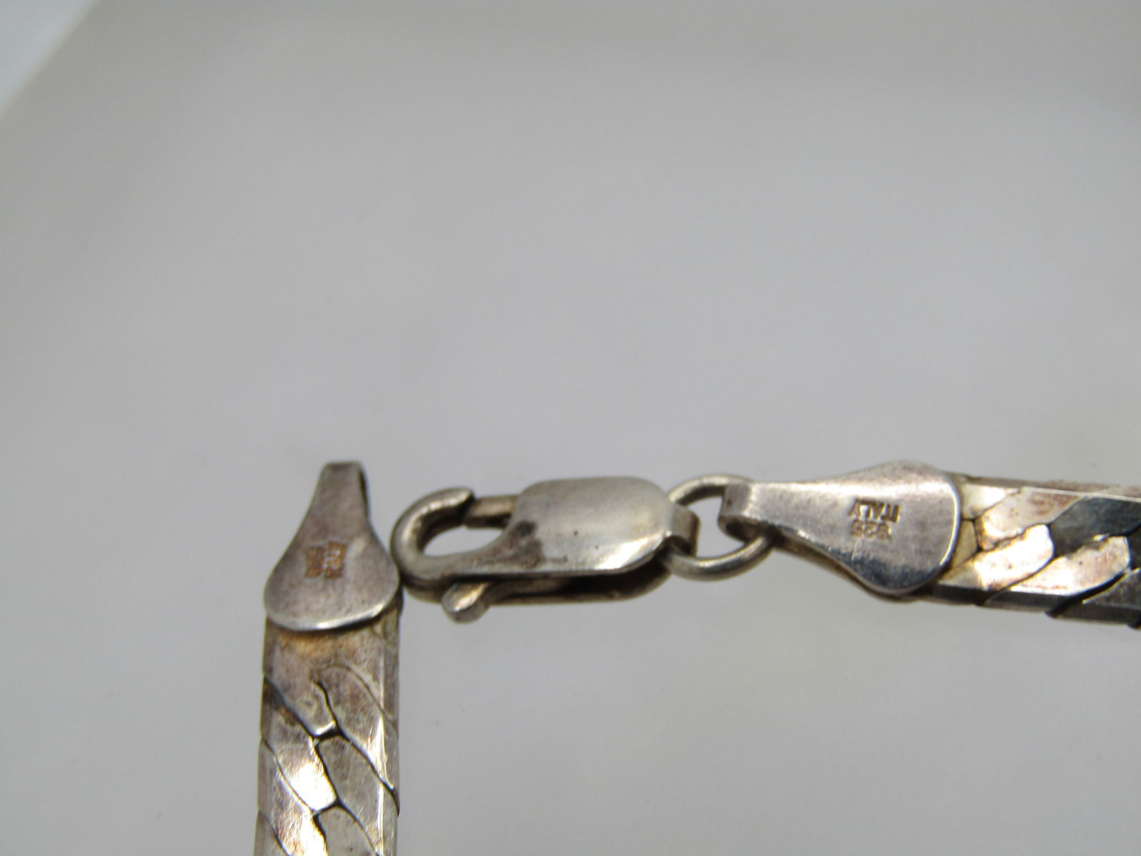 Vintage Sterling 5mm Herringbone Bracelet, 8", Signed, Unisex - 3