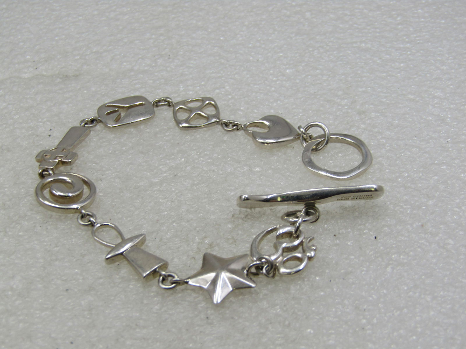 Sterling Cross, Peace Sign, Star Bracelet, RLM Studio, 7" (1 of 7)