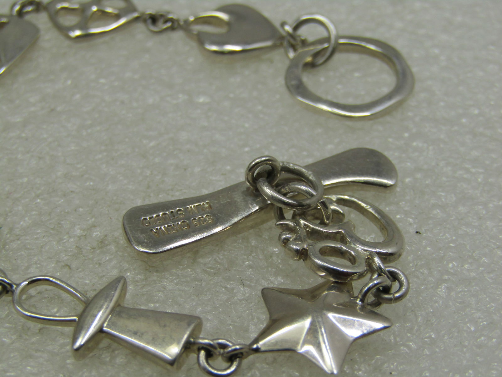 Sterling Cross, Peace Sign, Star Bracelet, RLM Studio, 7" - 4