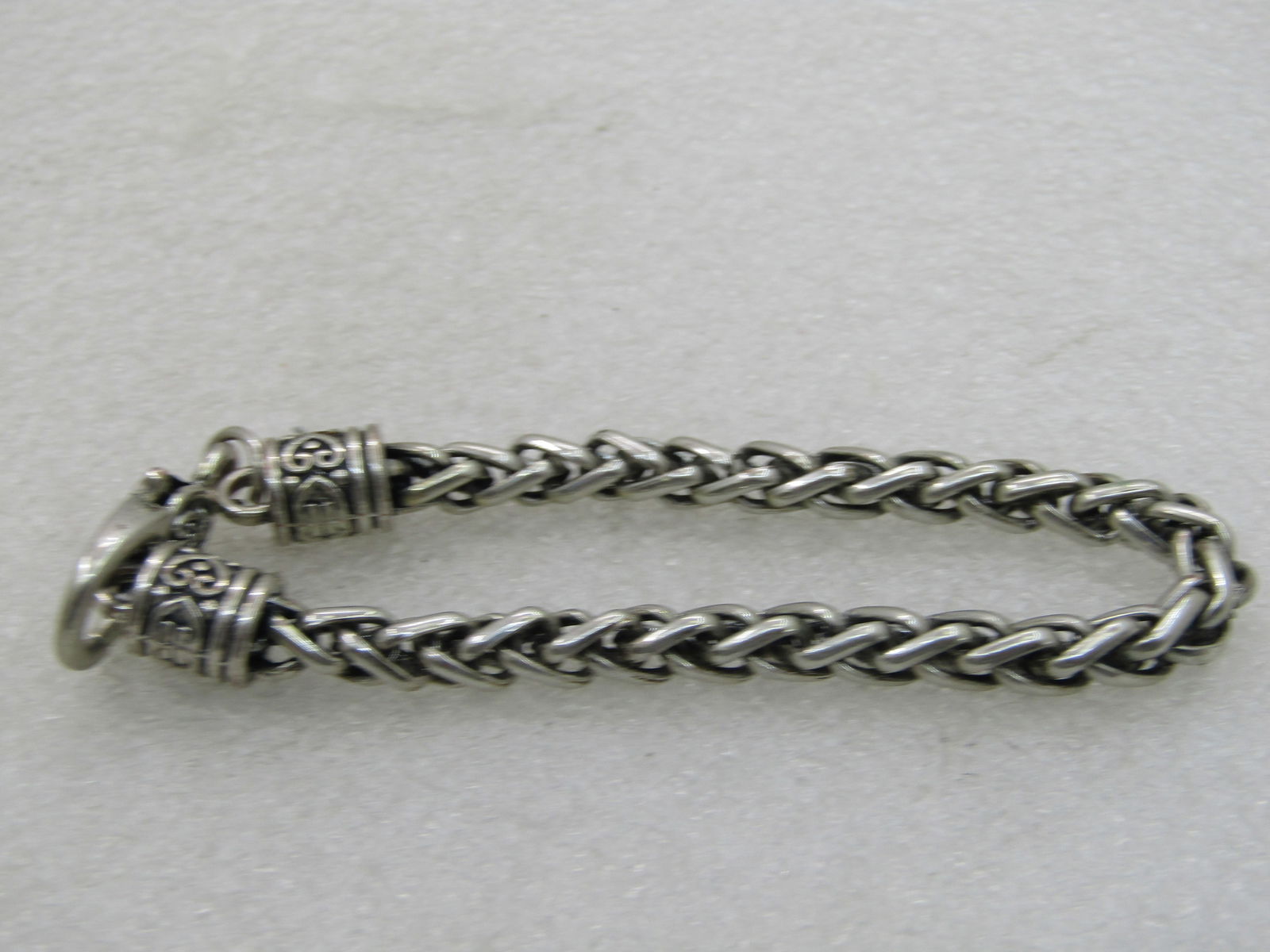 Silver Plated Tone Heavy Link Bracelet, Heart Lobster Clasp, 7.75" - 4