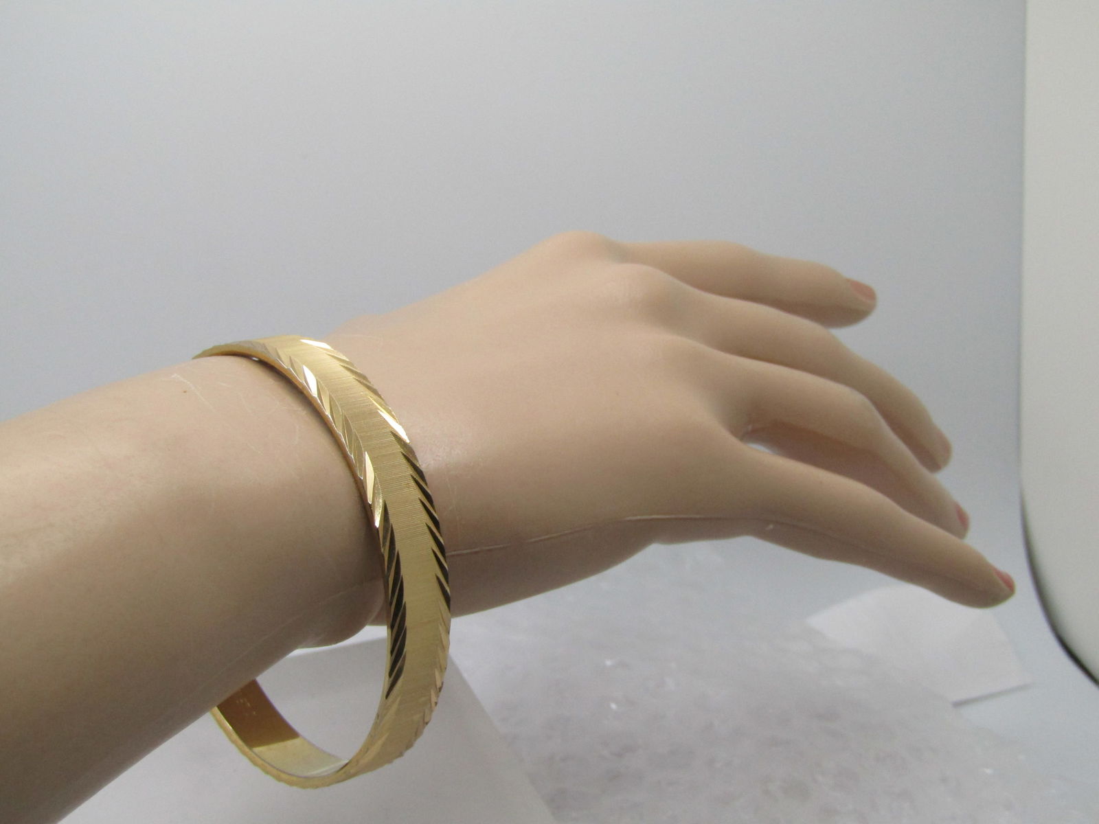 Vintage Monet Diamond Cut Bangle Bracelet, 7.75", 1970's - 5