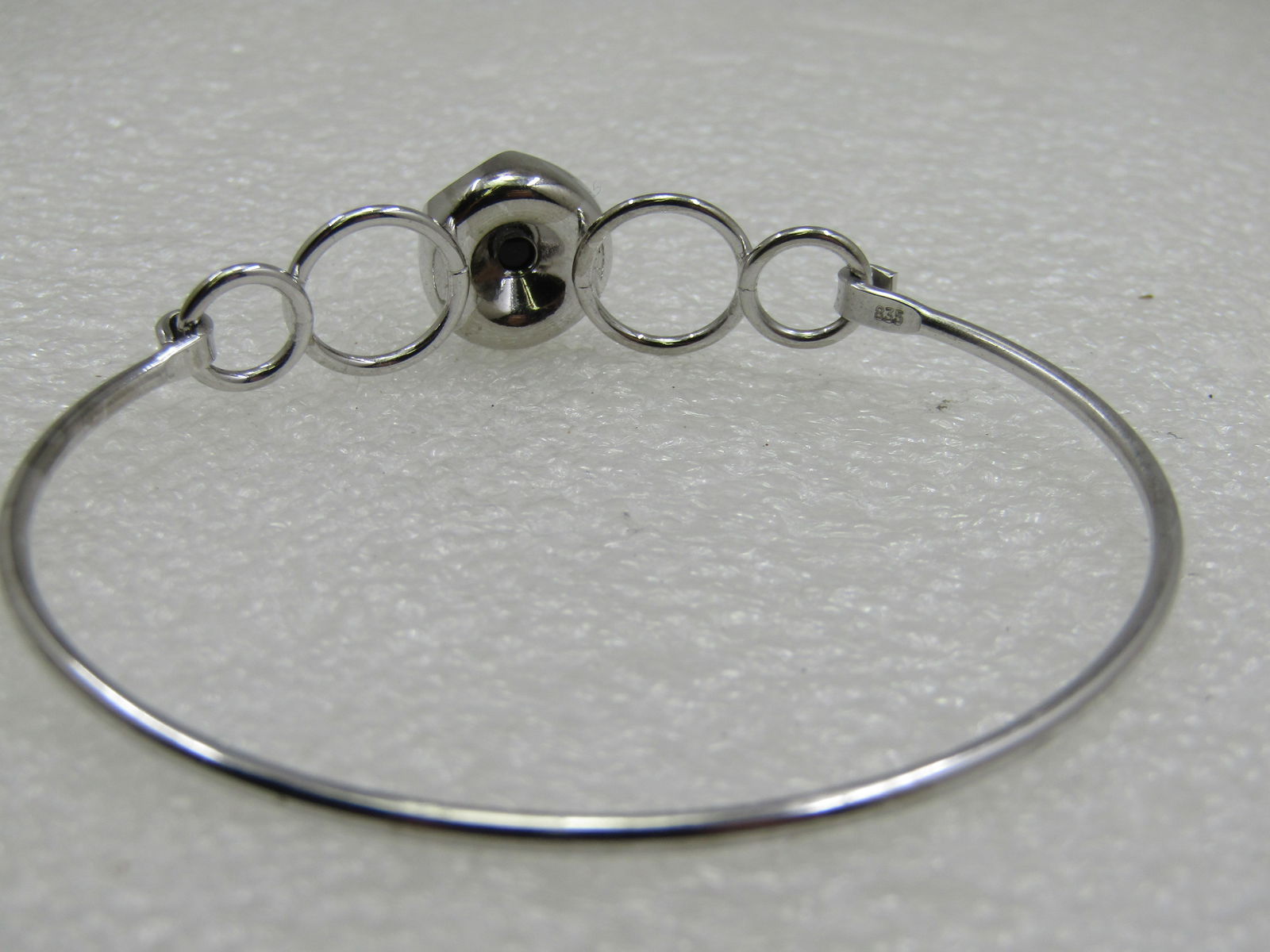 Sterling Silver Tiger's Eye Bangle Bracelet, 7", Top Clasp - 6