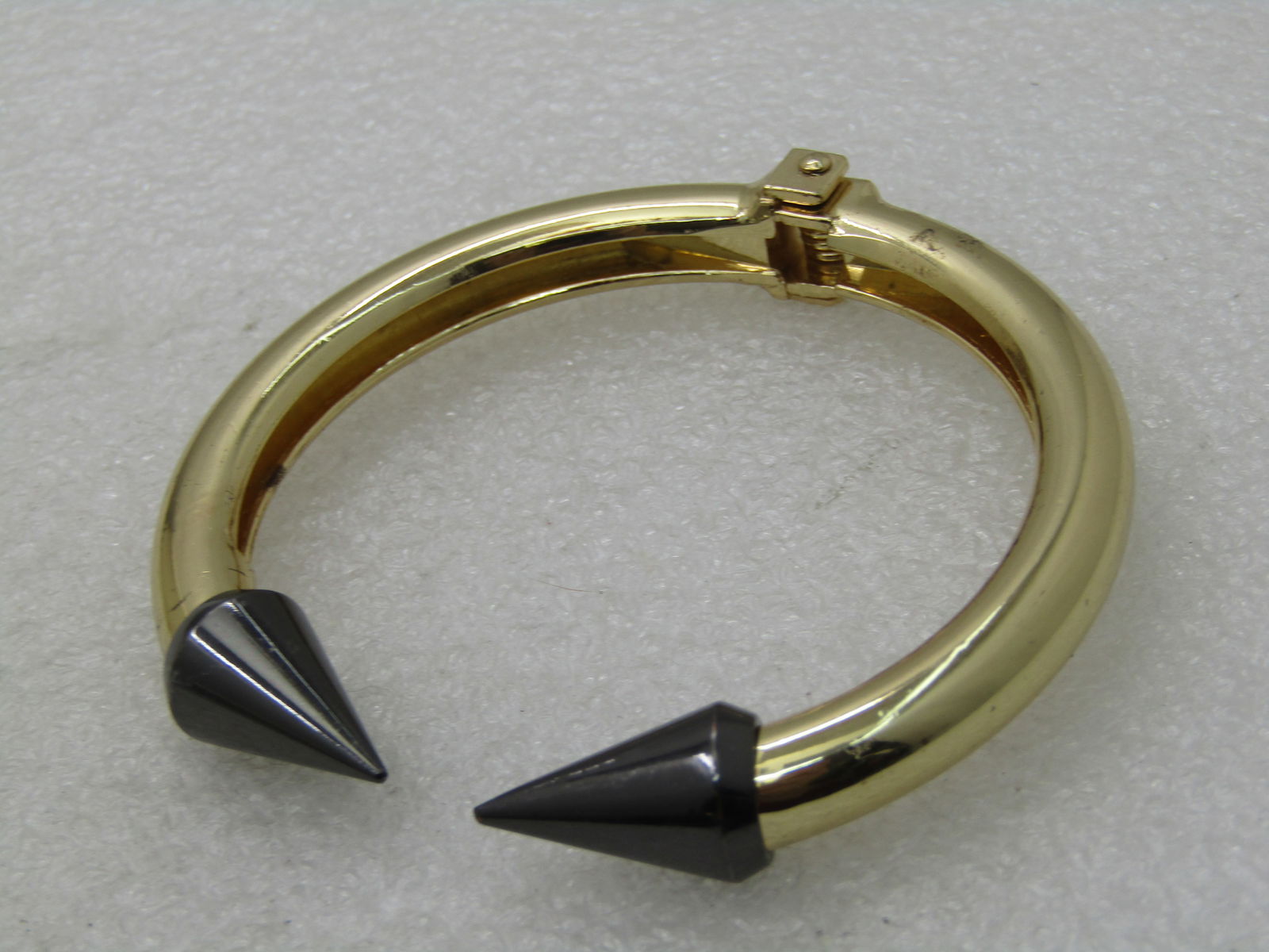 Vintage Titanium & Gold Tone Hinged Clamper Bracelet, 7", Modern/Futuristic Design NL - 2