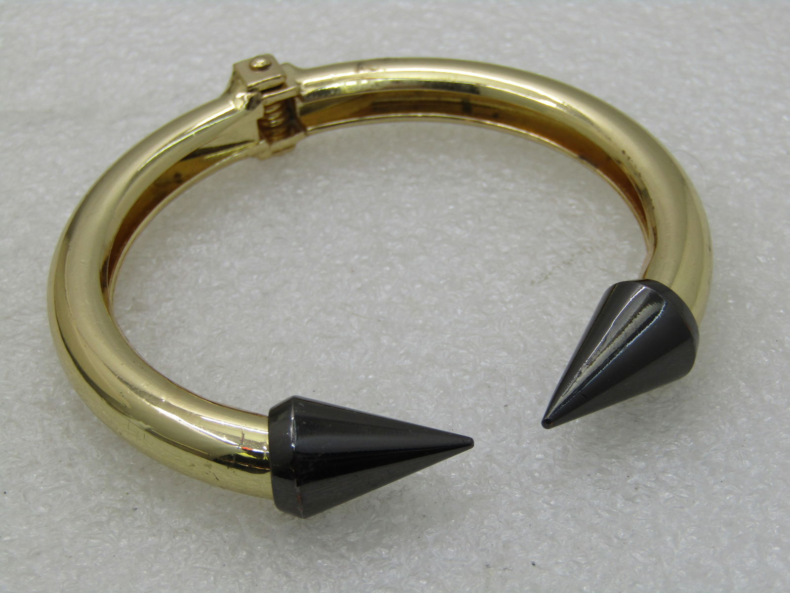 Vintage Titanium & Gold Tone Hinged Clamper Bracelet, 7", Modern/Futuristic Design NL - 3