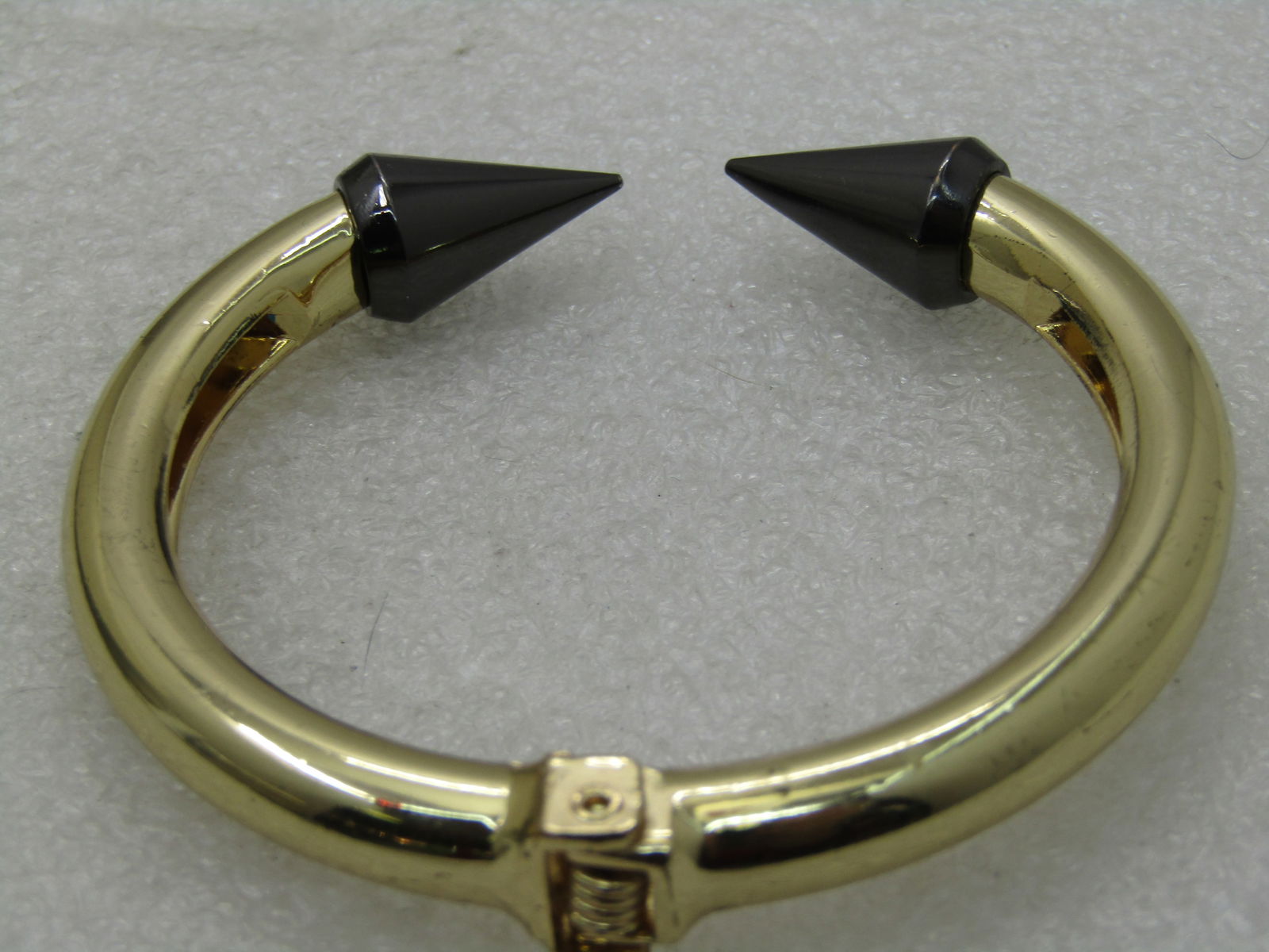 Vintage Titanium & Gold Tone Hinged Clamper Bracelet, 7", Modern/Futuristic Design NL - 5