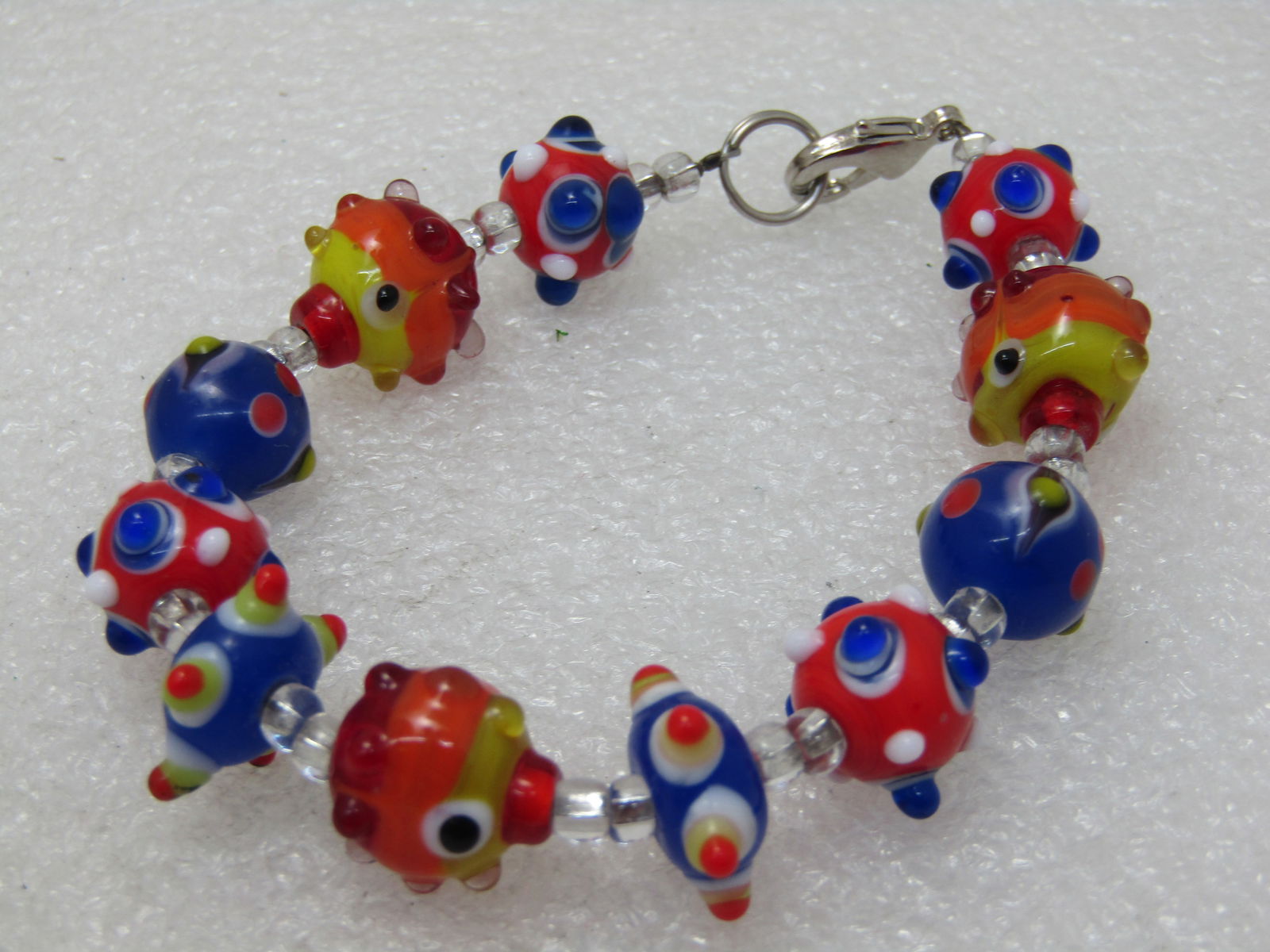 Glass Lampwork Beaded Bracelet, Colorful 8" - 2