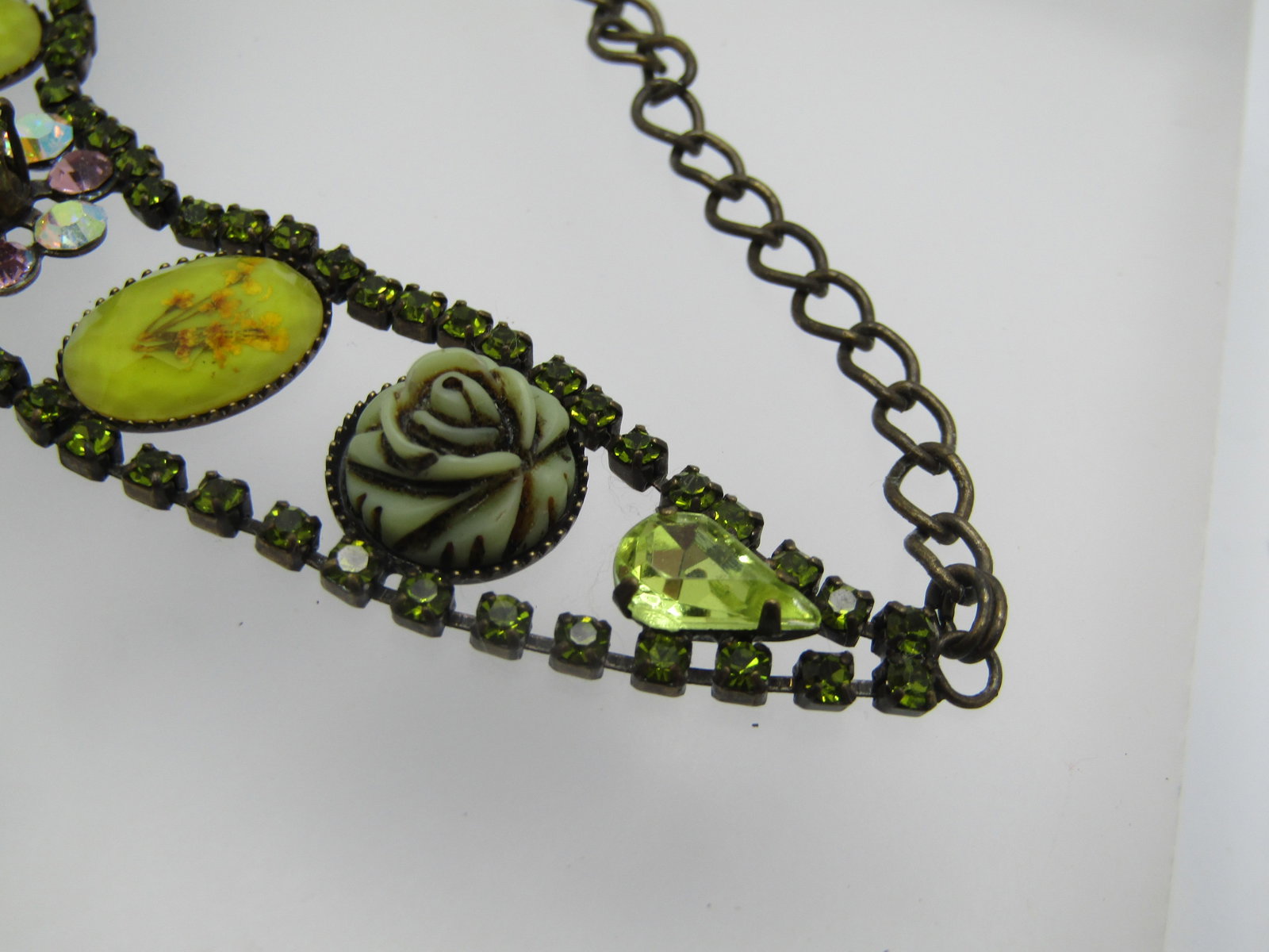 Vintage Rhinestone & Floral Accented Bracelet, 6"-9" - 4