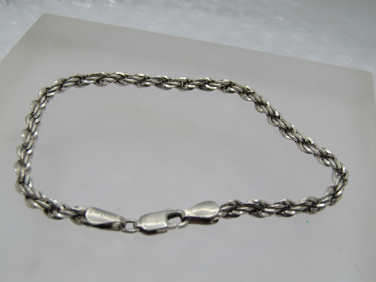 Vintage Sterling Rope Bracelet, 8", Unisex, 3.5mm, Signed (1 of 6)