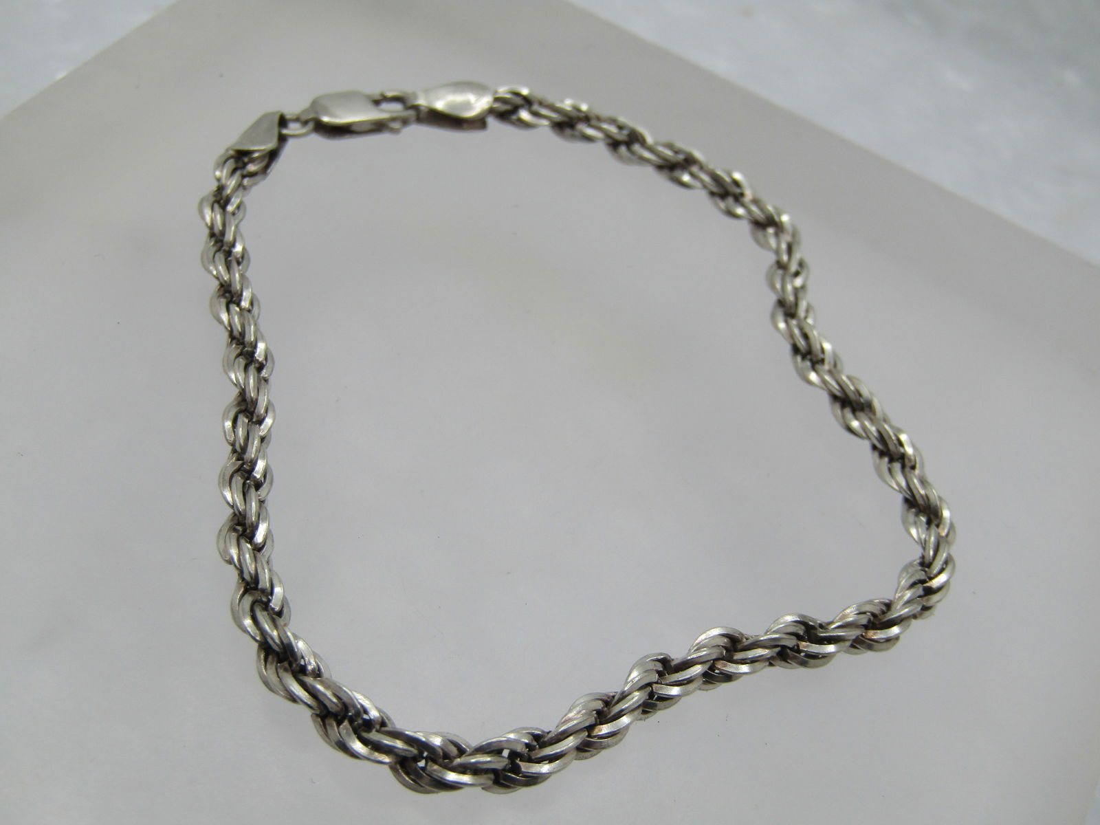 Vintage Sterling Rope Bracelet, 8", Unisex, 3.5mm, Signed - 3