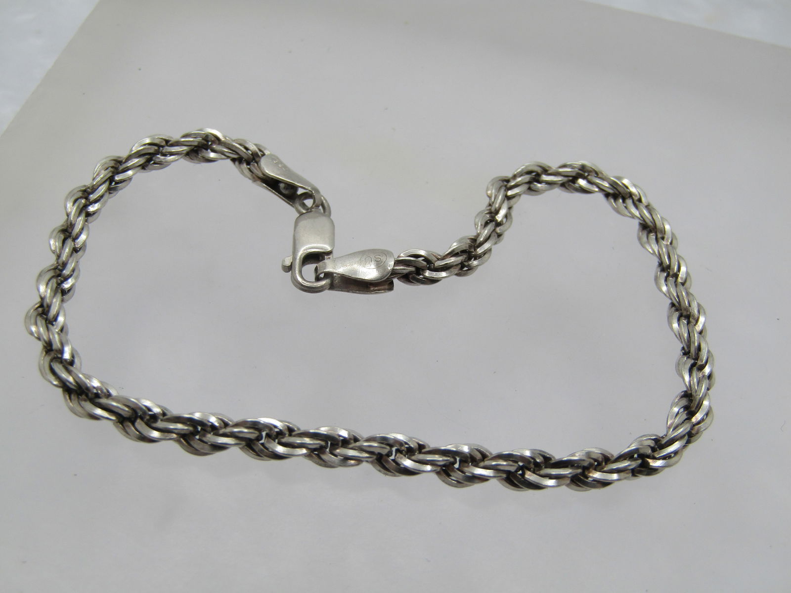 Vintage Sterling Rope Bracelet, 8", Unisex, 3.5mm, Signed - 4