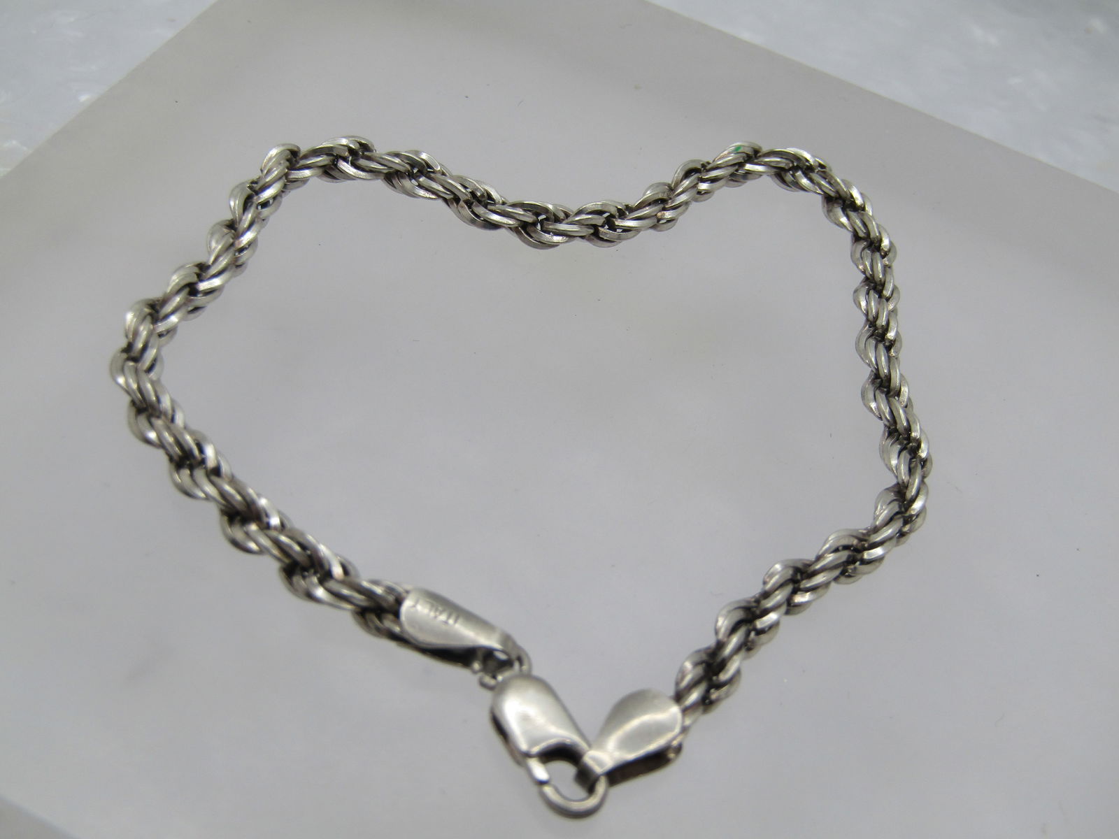 Vintage Sterling Rope Bracelet, 8", Unisex, 3.5mm, Signed - 5