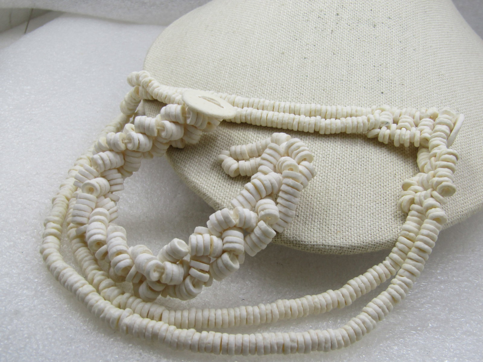 Vintage White Puka Like Necklace & Bracelet Set, 19" and 7.75" - 4