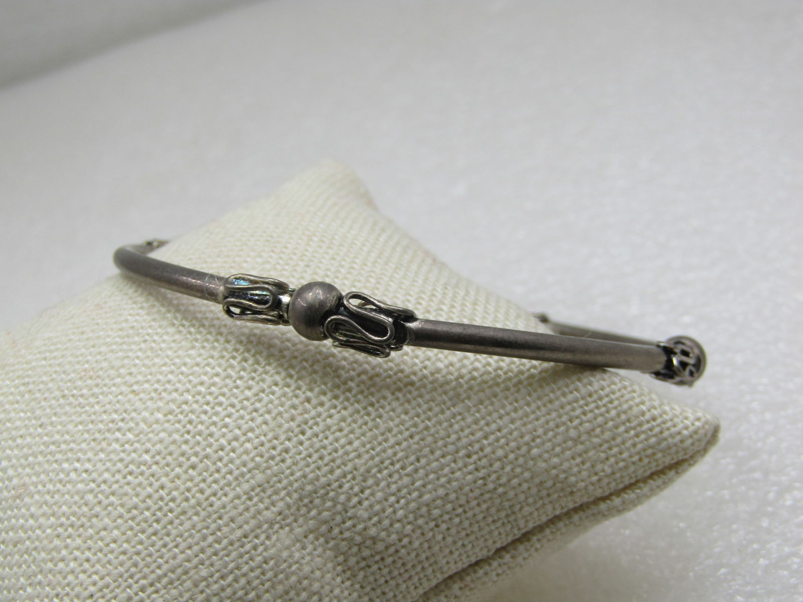 Silver Tone Bali Bangle Bracelet, 8" - 2