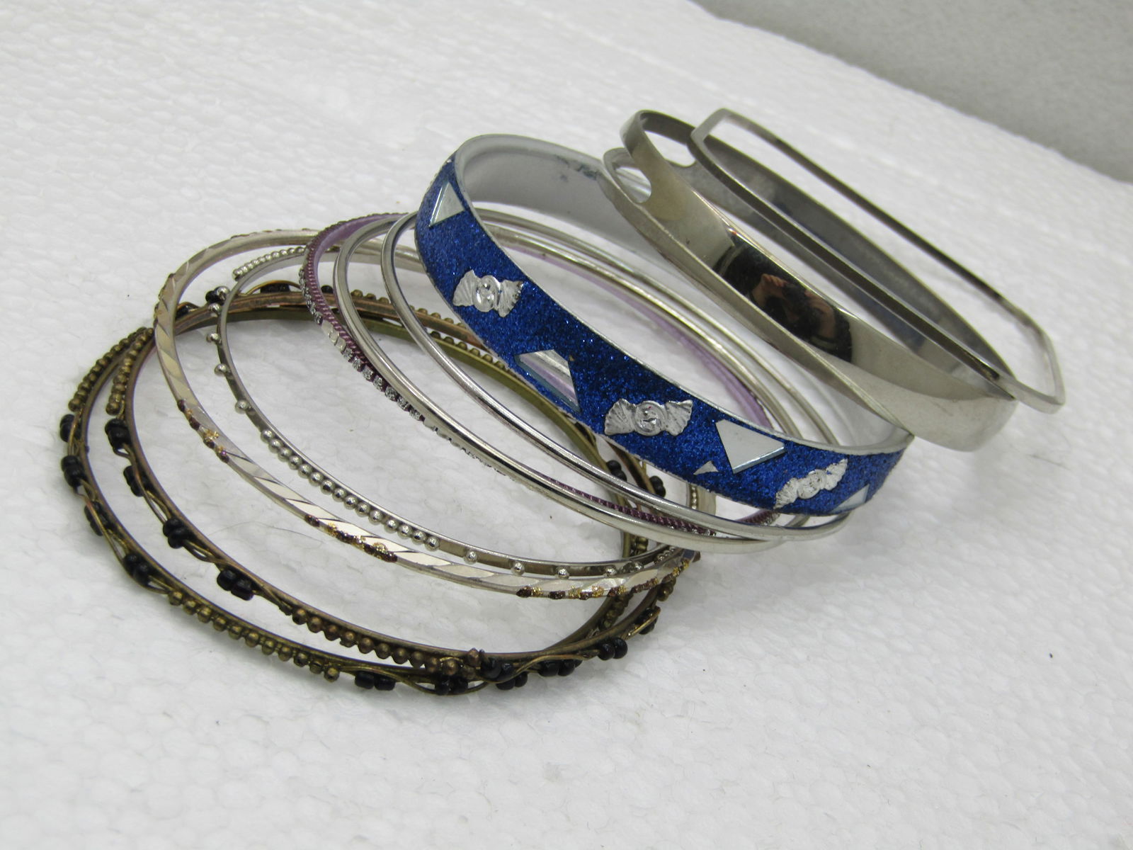 Vintage 10 Bangle Bracelet Lot, 7.5" to 8" - 3