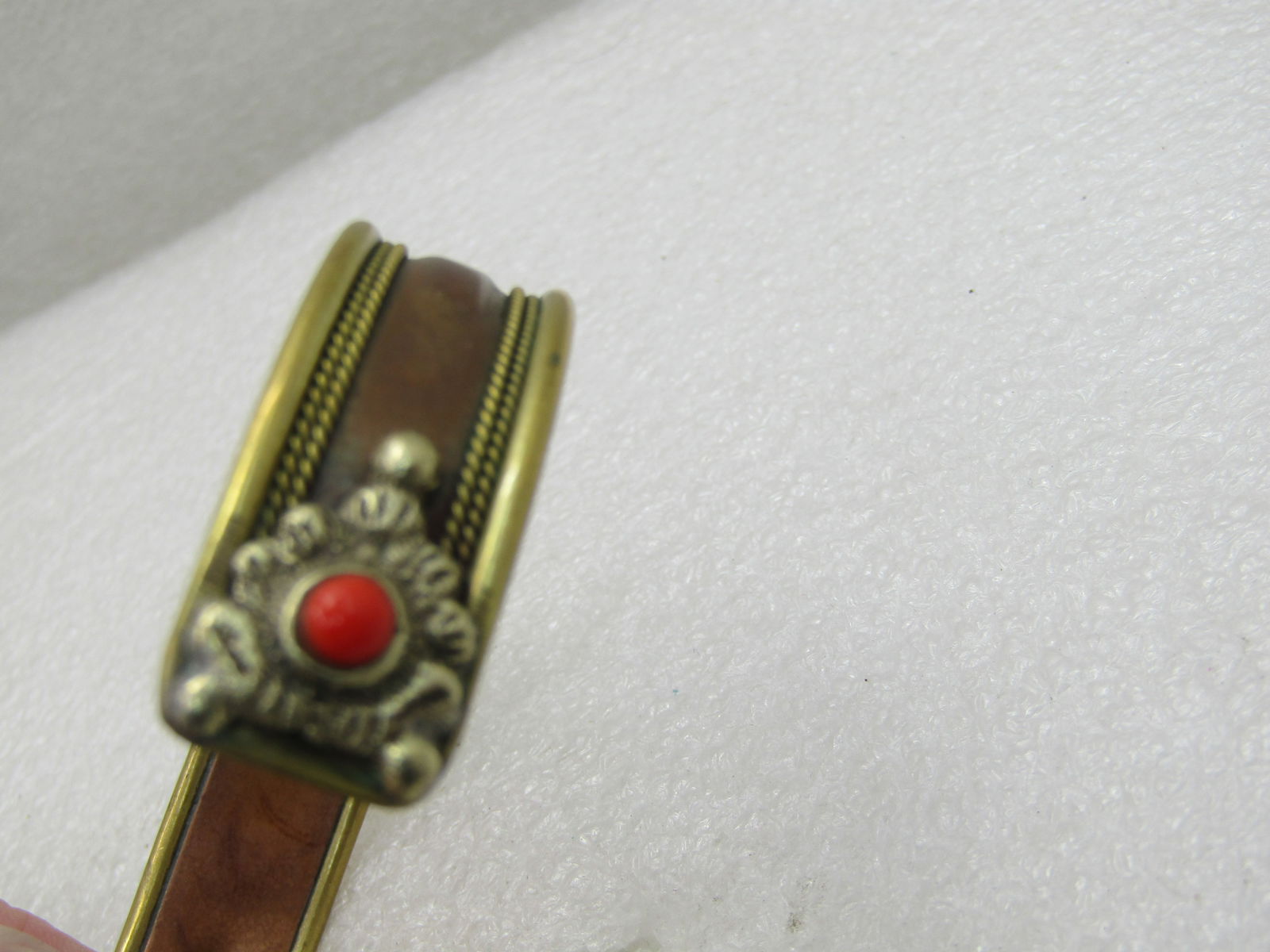 Vintage Copper Mid-Eastern Wording Cuff Bracelet, Unisex, 8" - 6