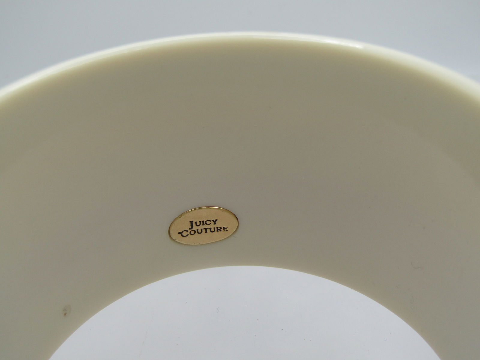 Juicy Couture Bangle Bracelet, Black/Yellow Striped, Green Rhinestones, 7.25" - 4