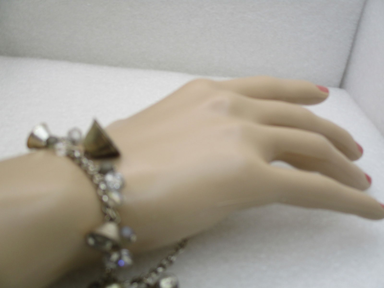 Vintage Avon Bell & Crystal Bracelet, Silver Plated, 7" Plus - 3