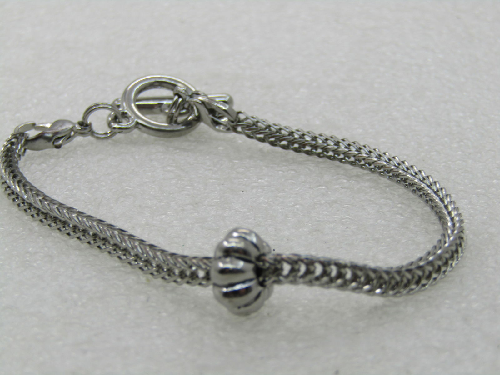 Vintage Wheat Link Toggle Bracelet, 7.5" Silver Tone - 3