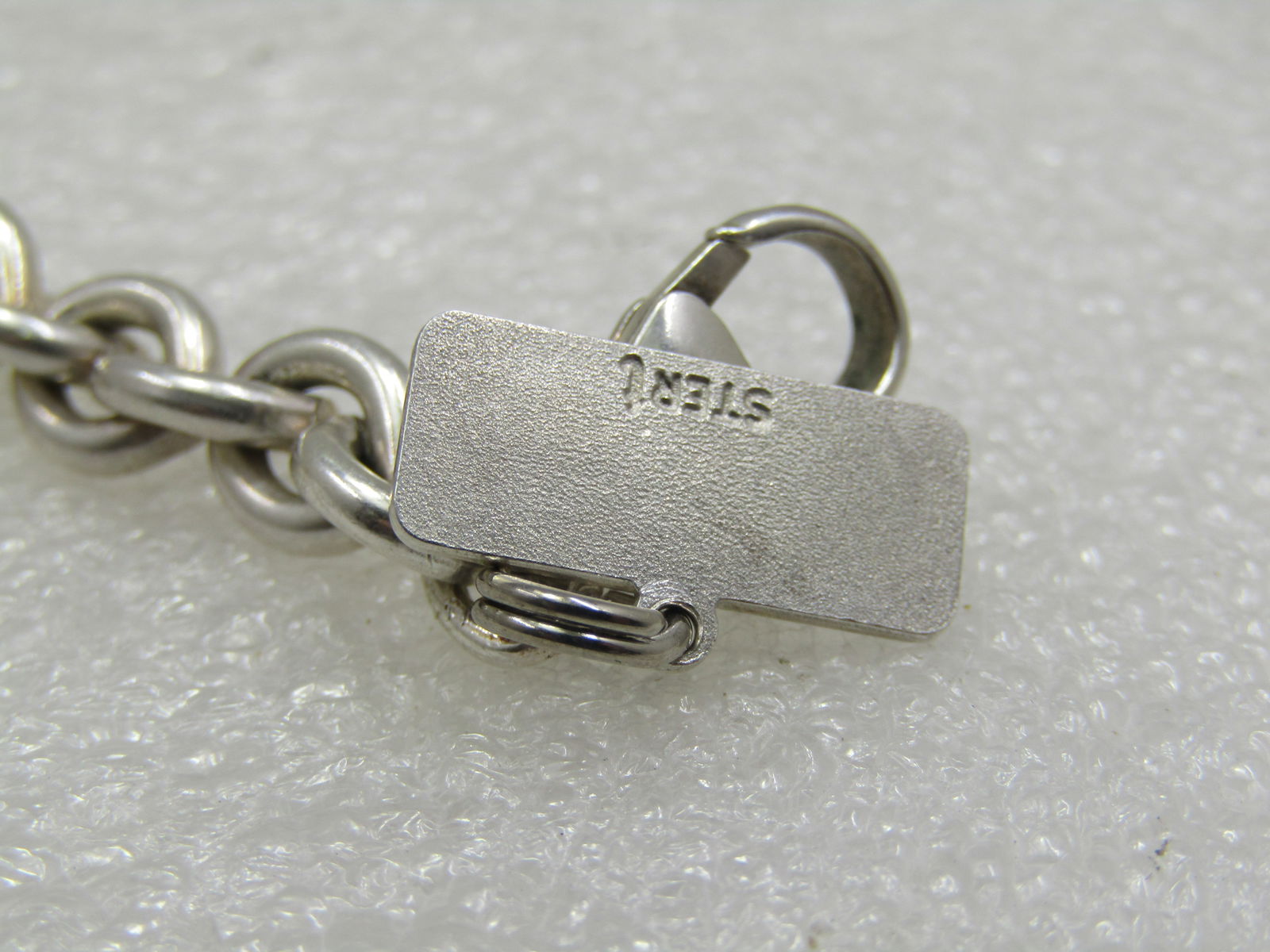 Vintage Sterling Silver Chunky Bracelet with Five Star Charm, 7.5" - 4