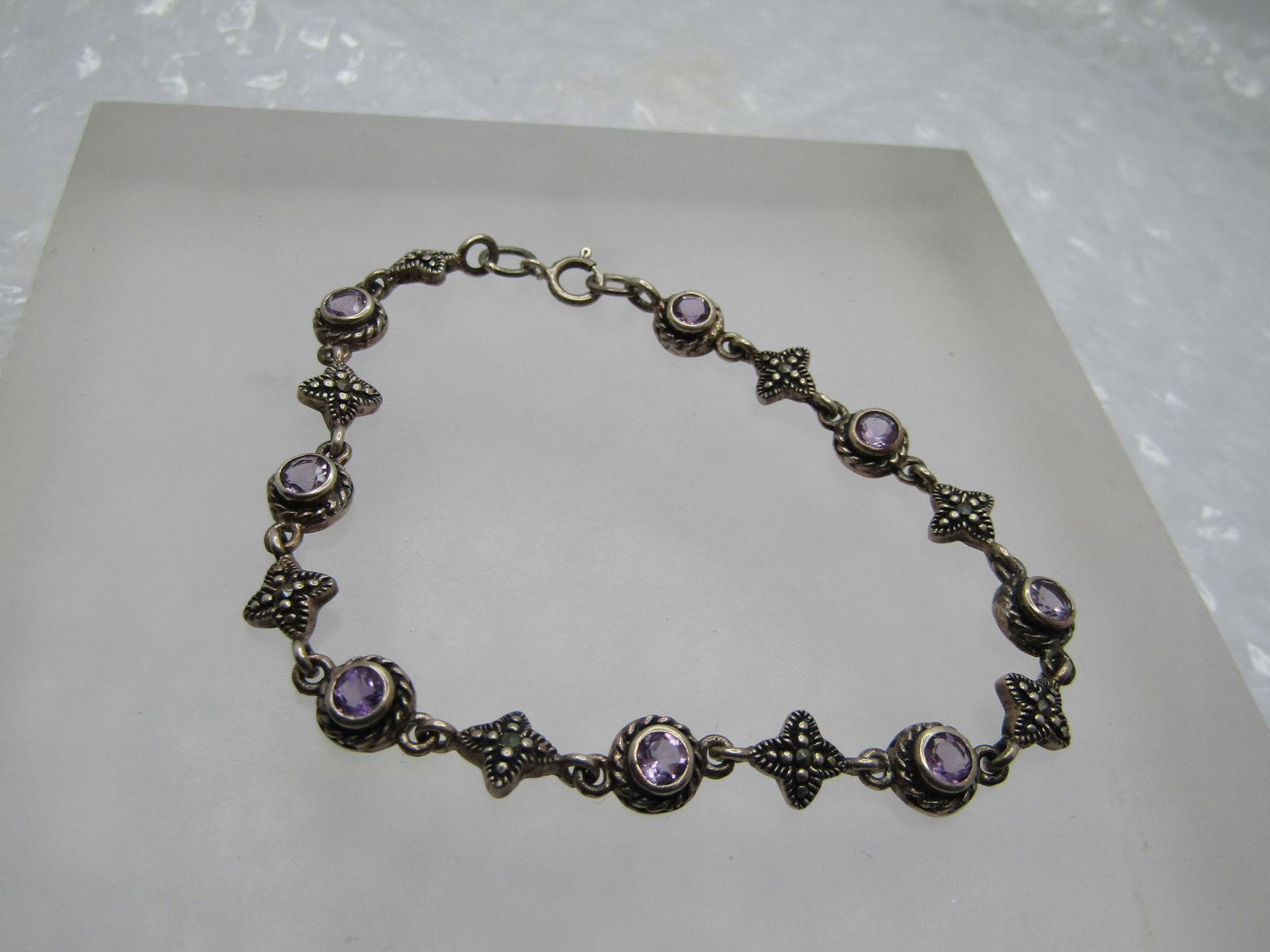 Vintage Sterling Amethyst Bracelet, 7.5" and 6.5mm. 1980's-1990's - 4